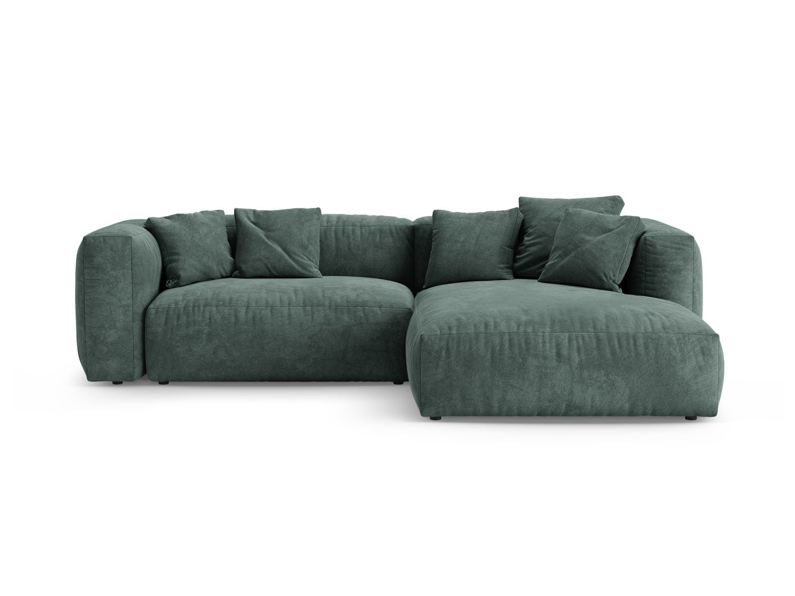 Divano Angolare Destro con Funzione Letto in Velluto, "Martina", 4 Posti, 280x170x75 - Petrolio