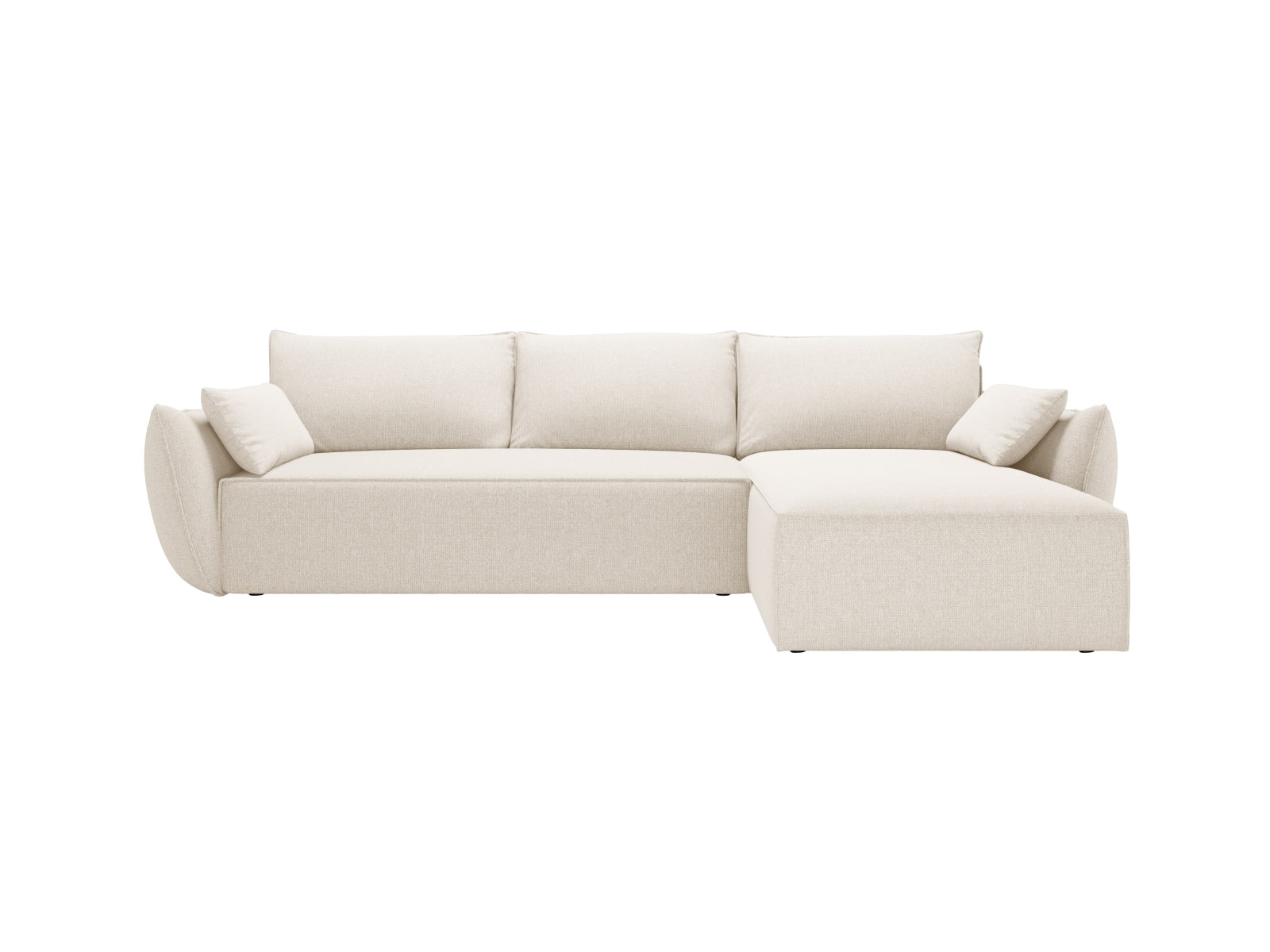 Divano Angolare Destro Letto con Contenitore, "Kaelle", 4 Posti, 252x165x87 - Beige Chiaro
