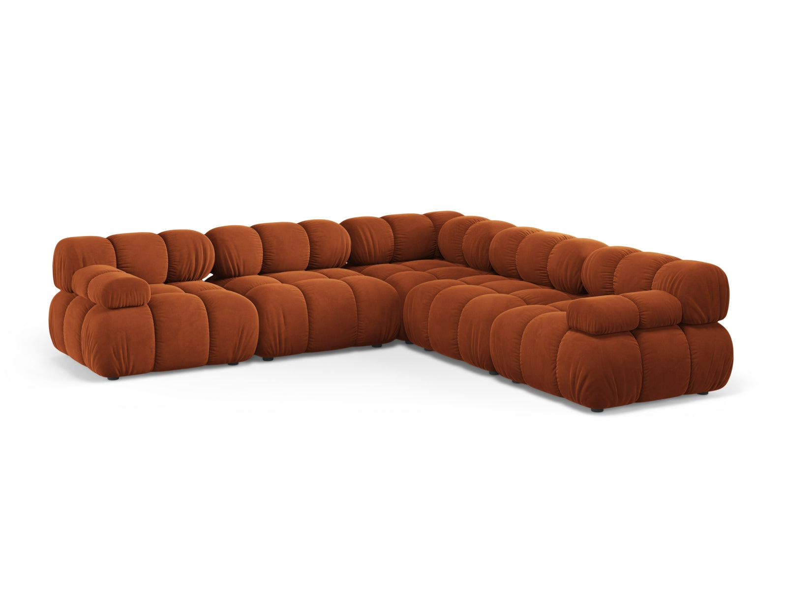 Divano Angolare Simmetrico in Velluto, "Bellis", 5 Posti, 282x282x70 - Terracotta