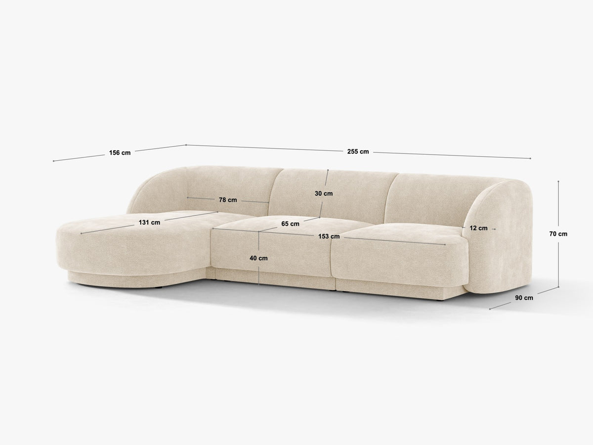 Divano Angolare Miley, 4 Posti, 156x255x70