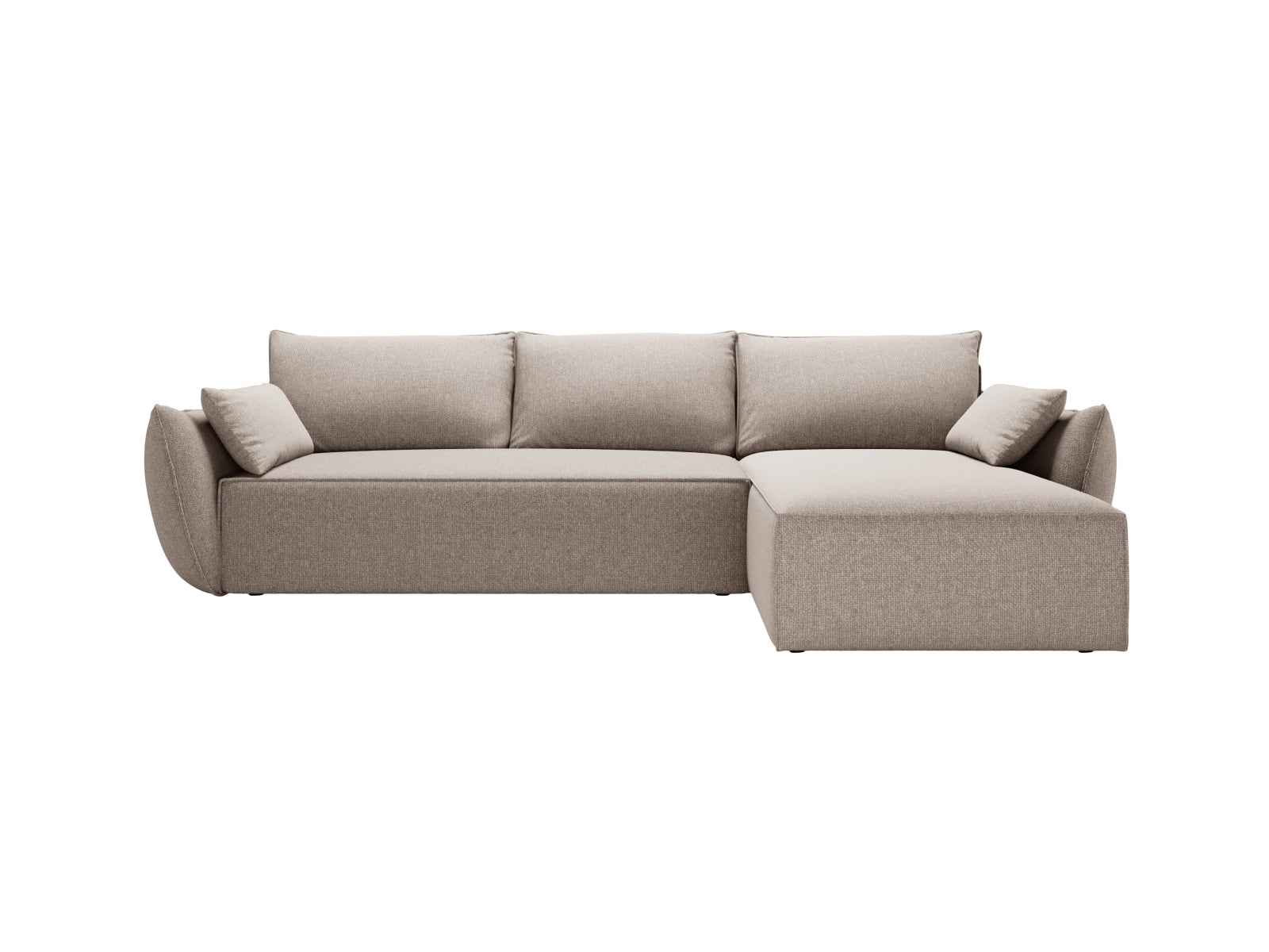 Divano Angolare Destro Letto con Contenitore, "Kaelle", 4 Posti, 252x165x87 - Beige