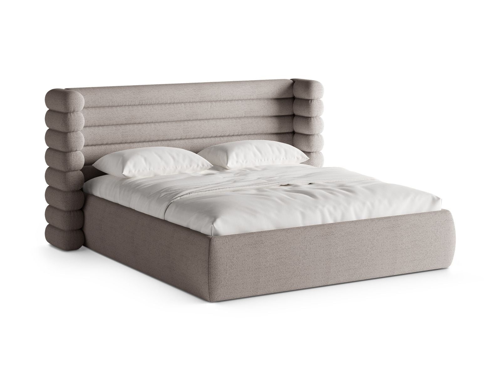 Letto con Contenitore e Testata, "Mount", 228x236x120 - Grigio Caldo