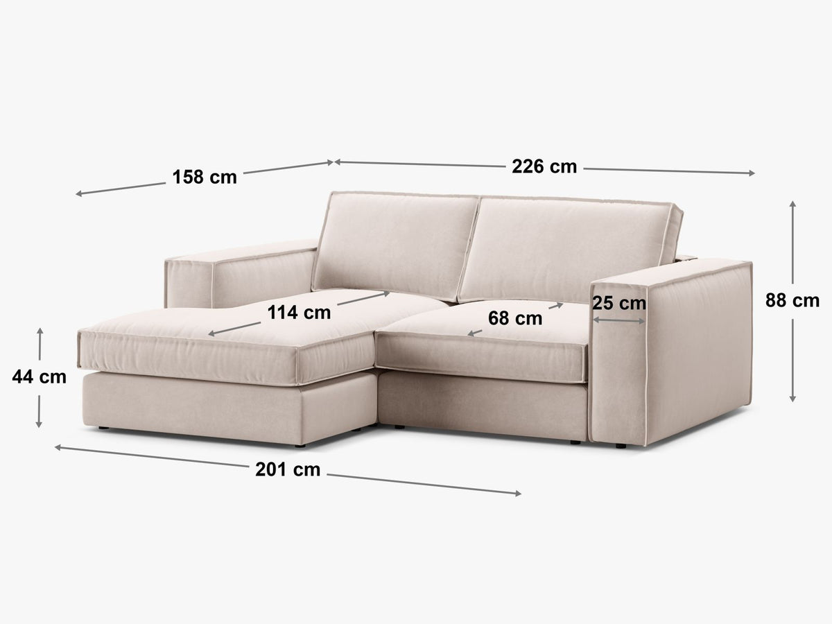 Divano Angolare Componibile Pola, 2 Posti, 158x226x88