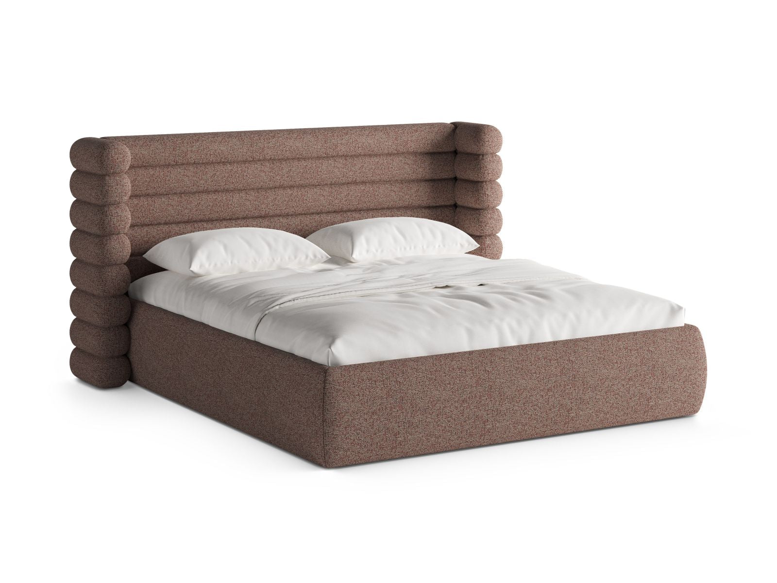 Letto con Contenitore e Testata, "Mount", 228x196x120 - Rosa Melange