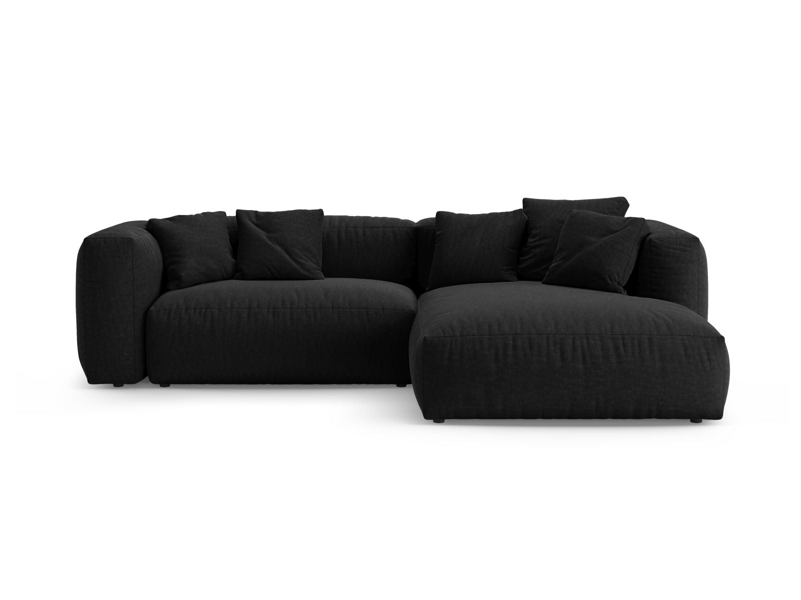 Divano Angolare Destro con Funzione Letto, "Martina", 4 Posti, 280x170x75 - Nero