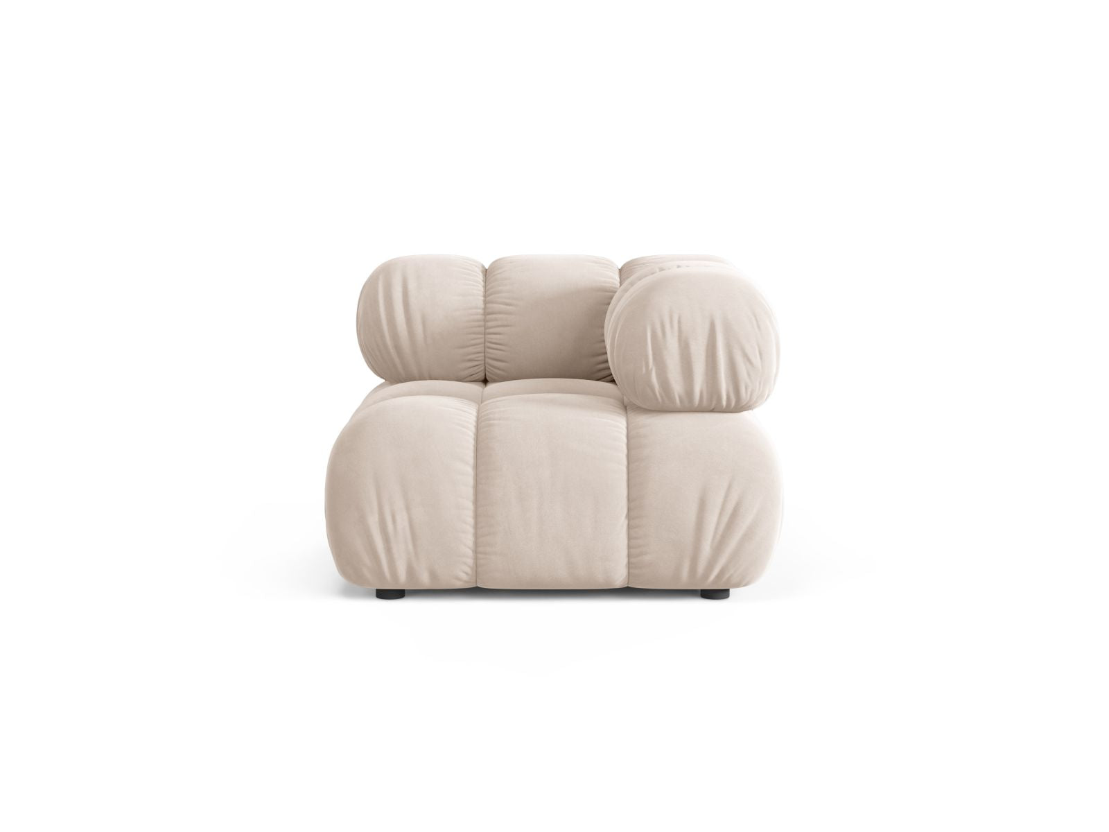 Modulo Angolare in Velluto, "Bellis", 1 Posto, 94x94x70 - Beige Chiaro