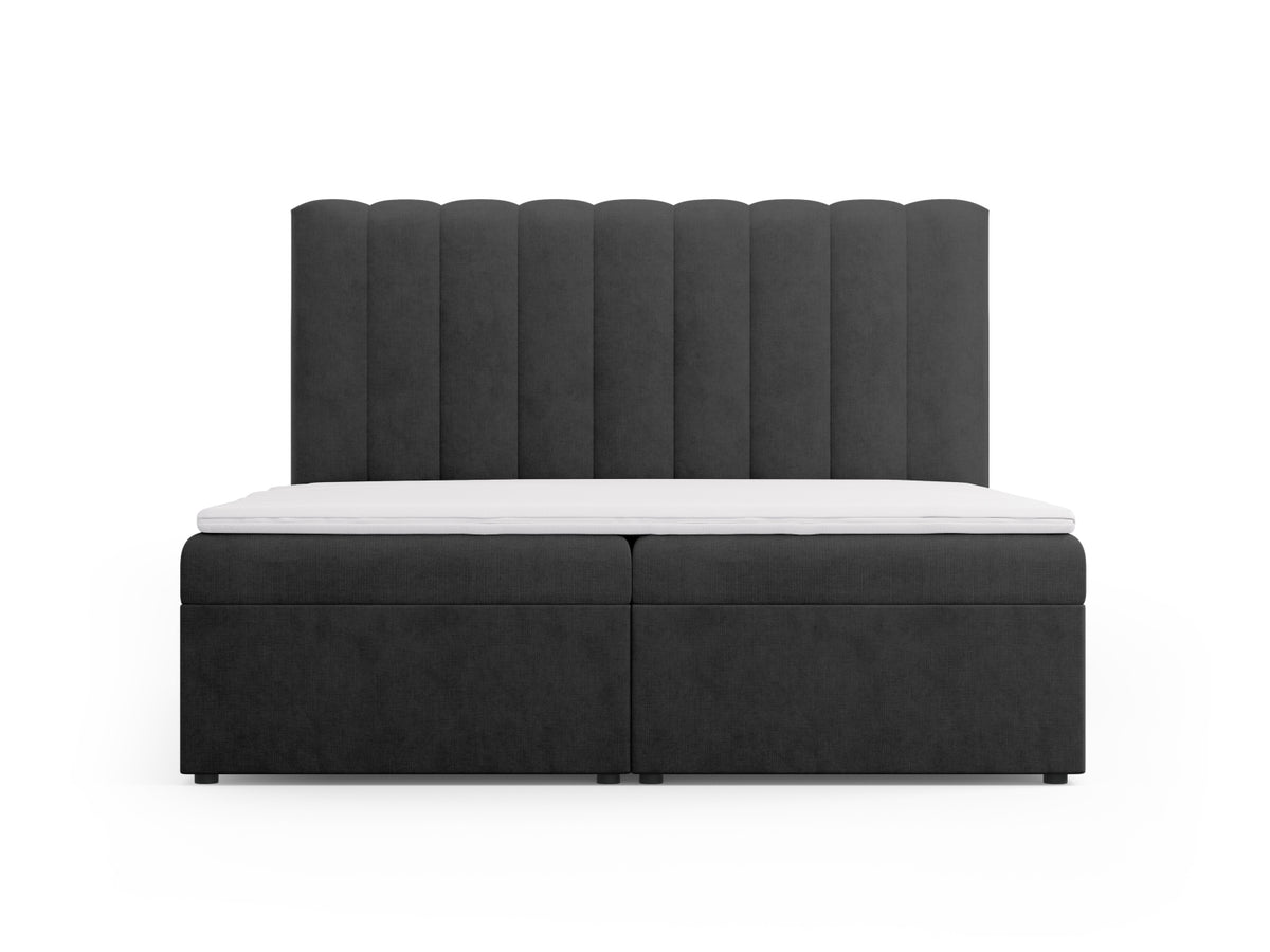 Letto Boxspring con Testata, Materasso e Topper Kelp - Antracite 180x200