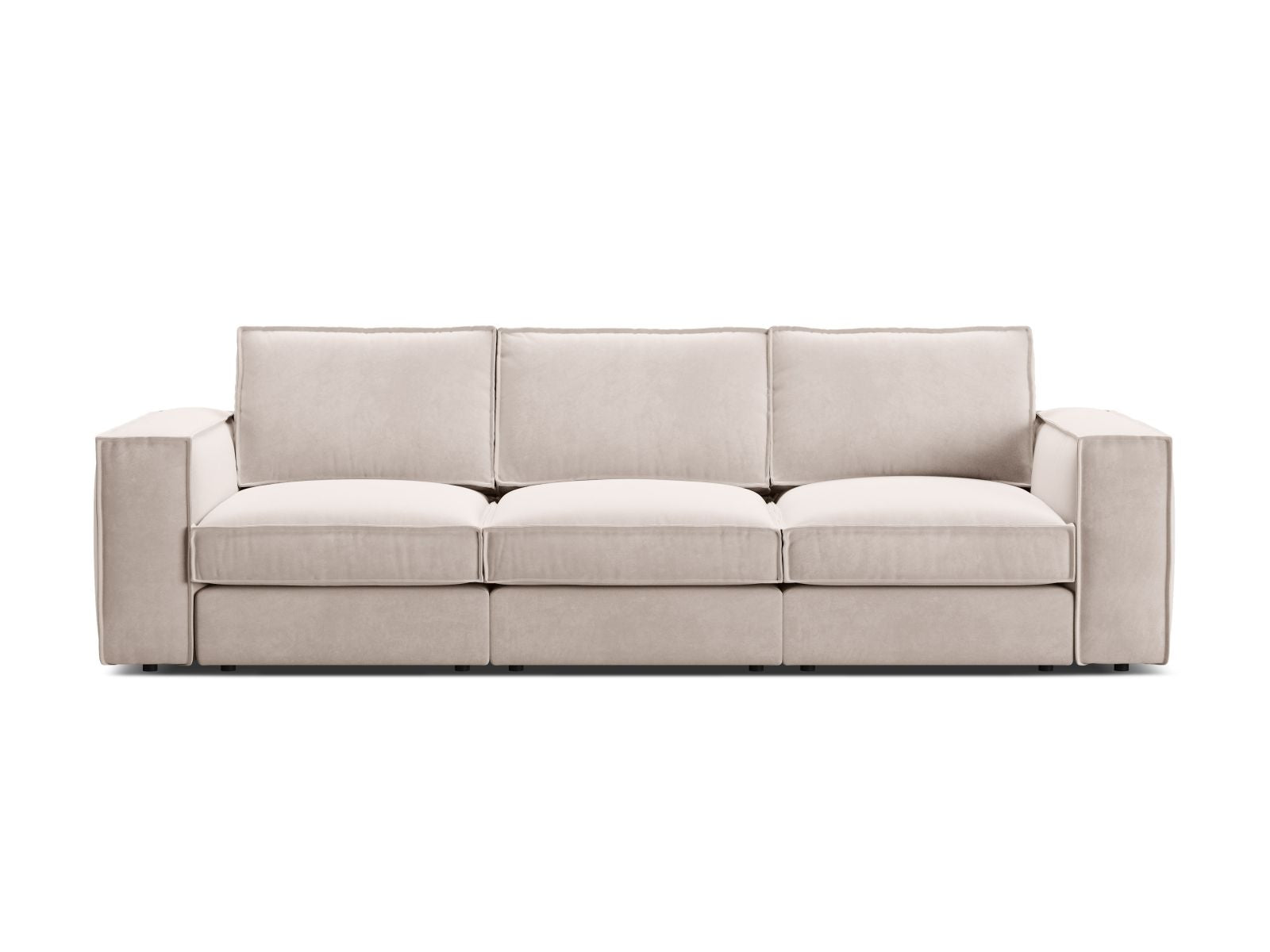 Divano Modulare in Velluto, "Pola", 4 Posti, 284x103x88 - Beige