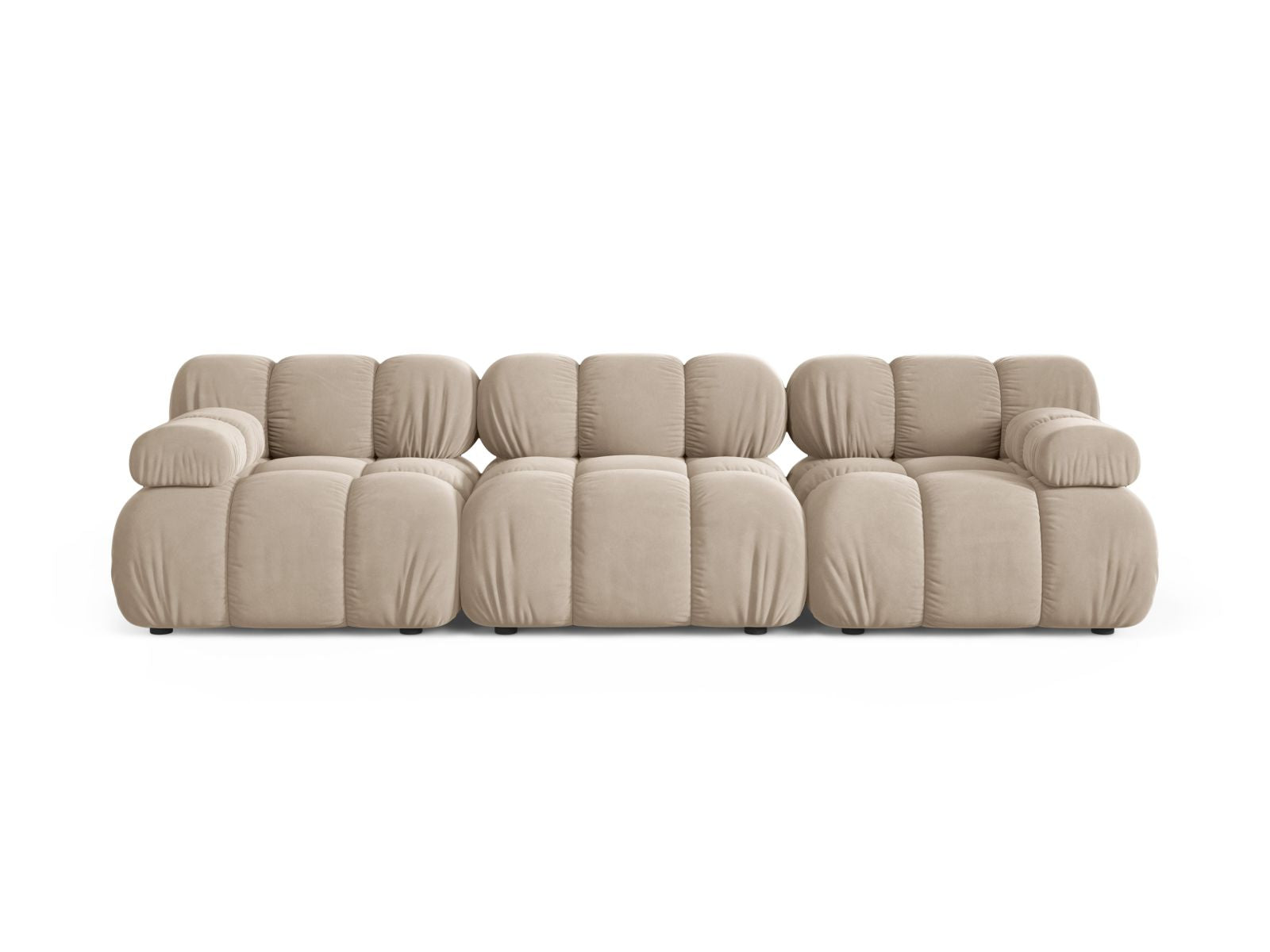 Divano Modulare in Velluto, "Bellis", 3 Posti, 282x94x70 - Beige