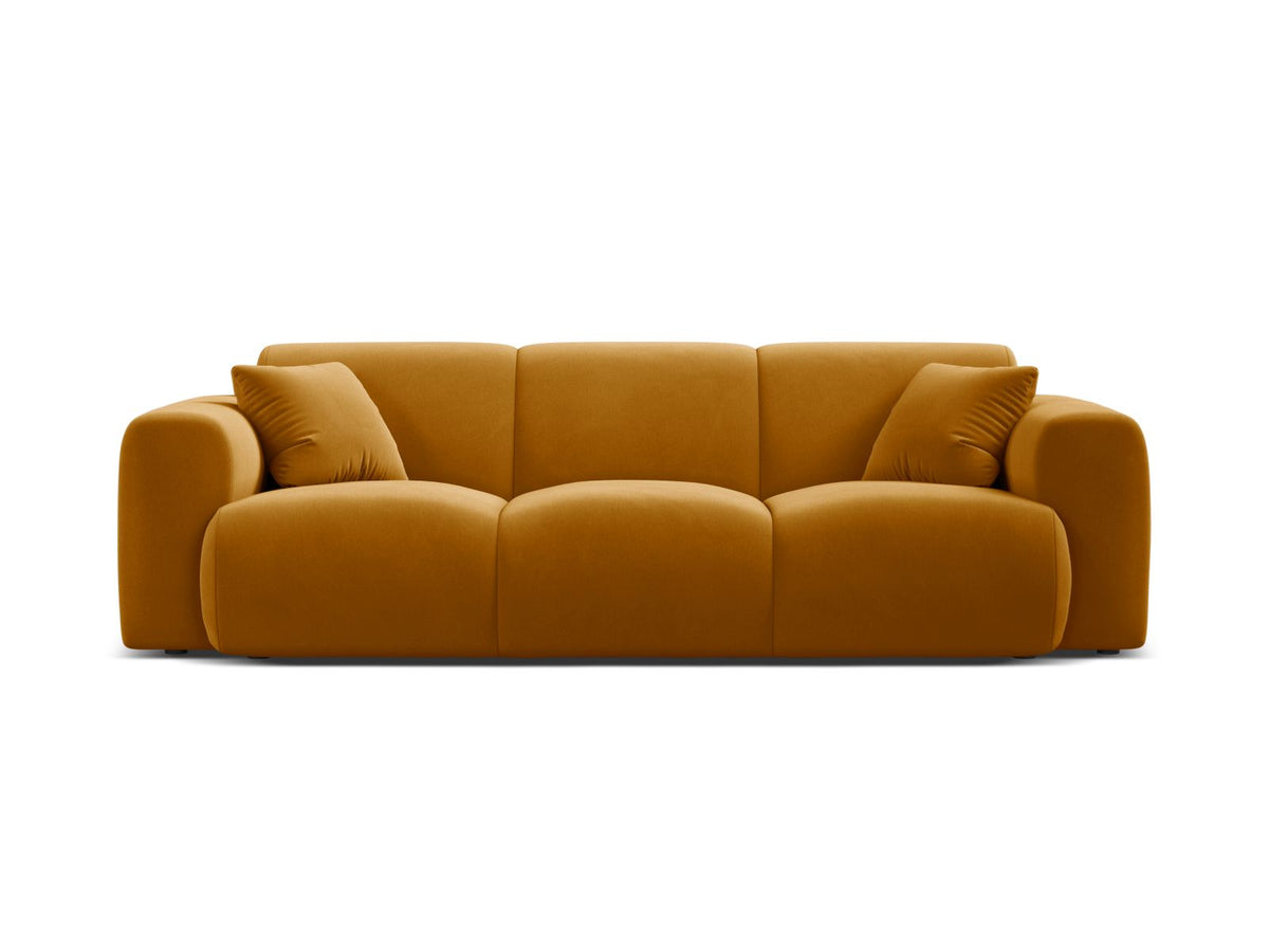 Divano in Velluto, "Molino", 3 Posti, 235x100x72 - Giallo