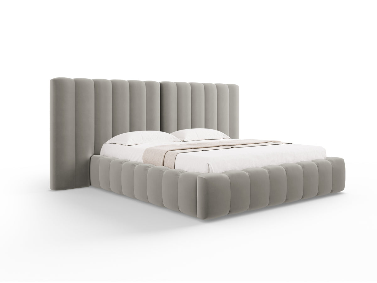Letto Contenitore con Testata Doppia Kelp - Grigio Chiaro 180x200
