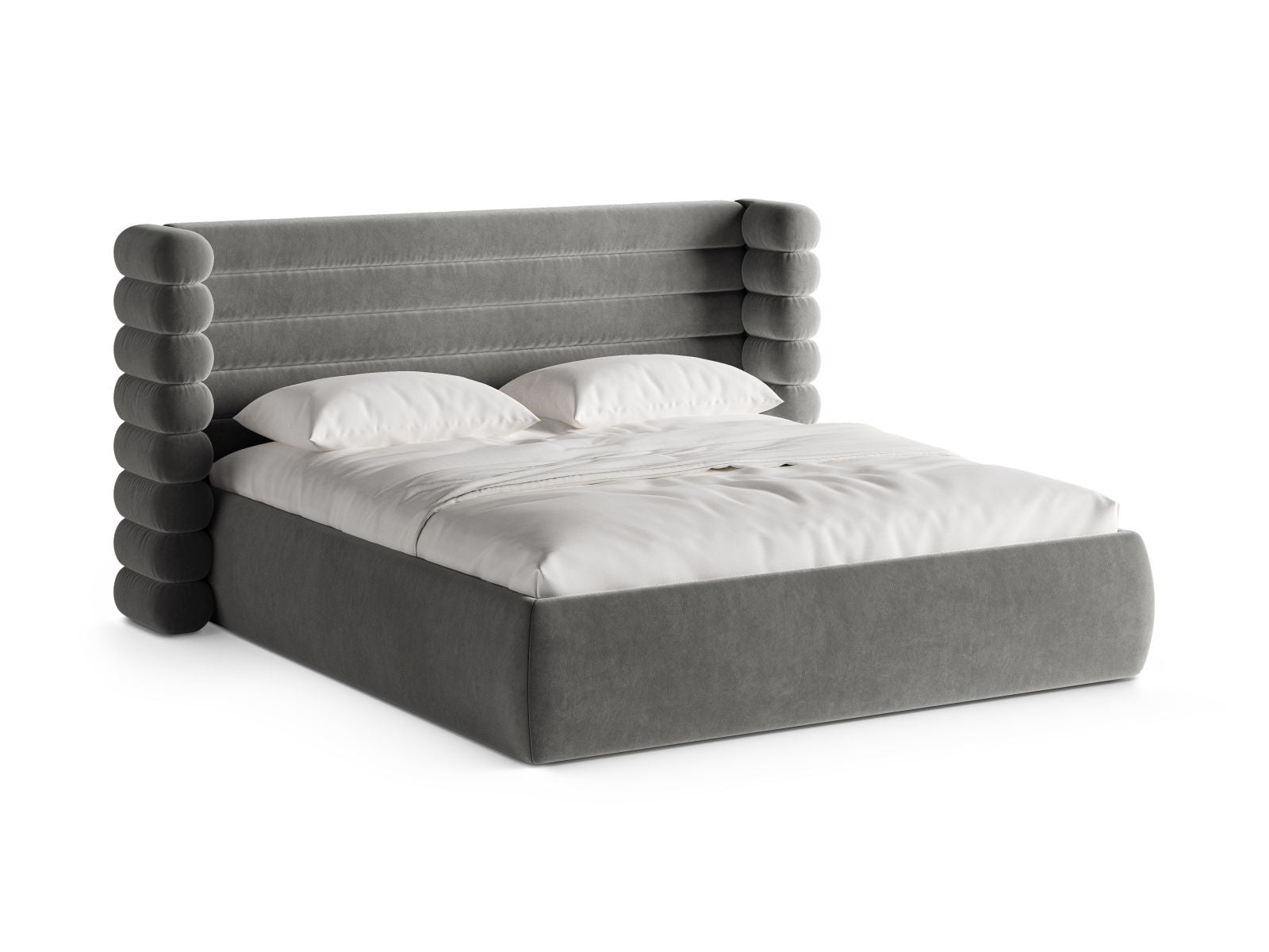 Letto con Contenitore e Testata, "Mount", 228x256x120 - Grigio