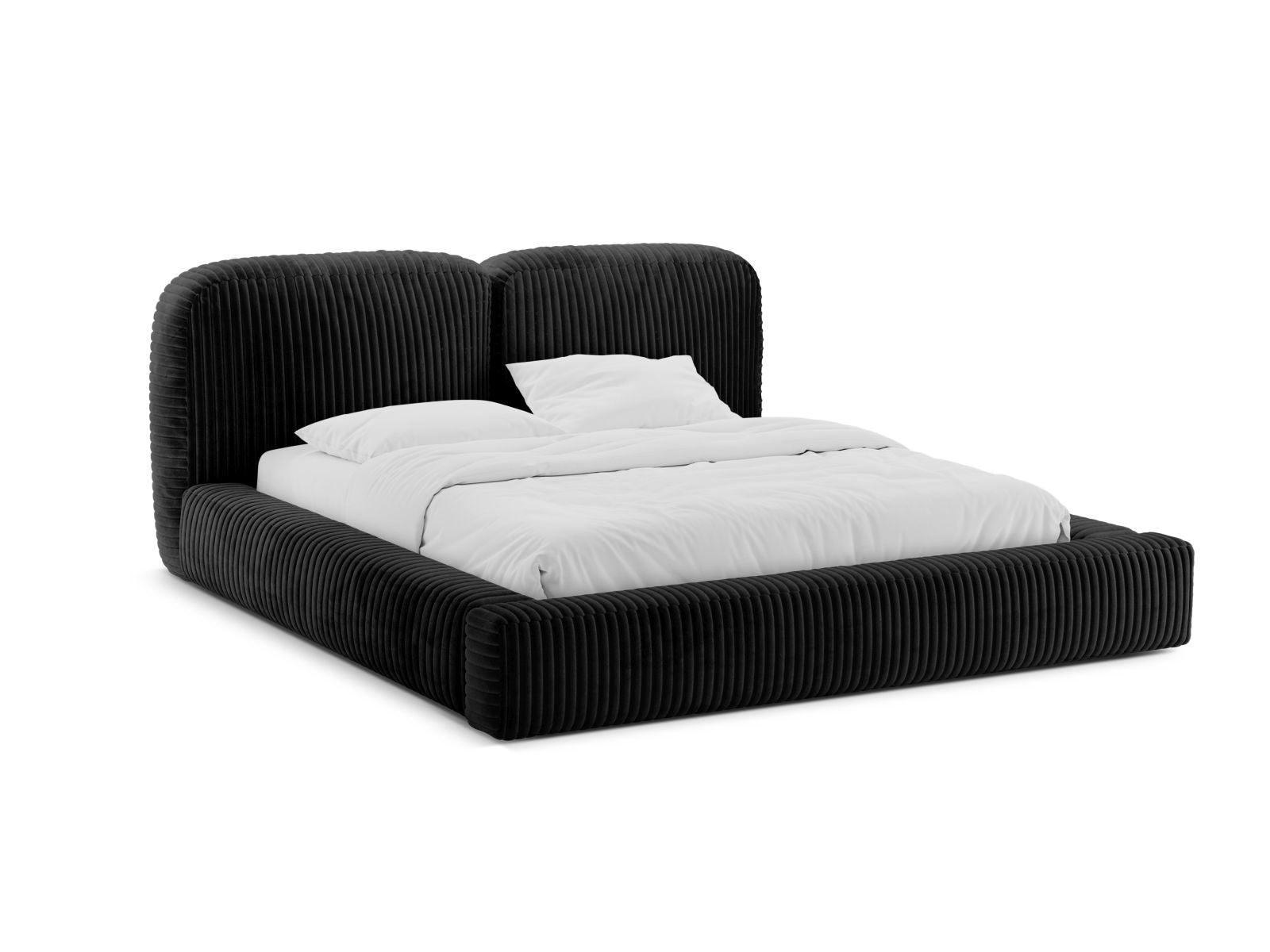 Letto con Contenitore e Testata, "Martina", 246x206x101 - Nero