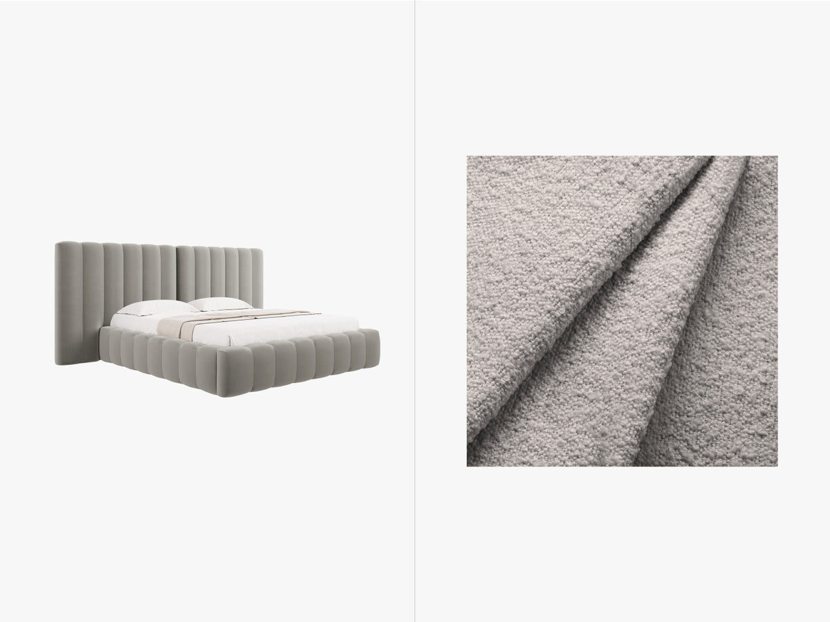 Letto Contenitore con Testata Doppia Kelp - Grigio Chiaro 160x200