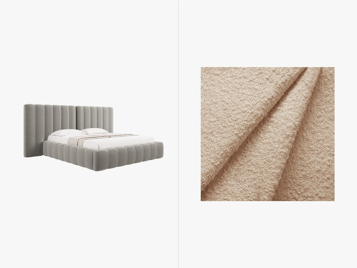 Letto Contenitore con Testata Doppia Kelp - Beige 160x200