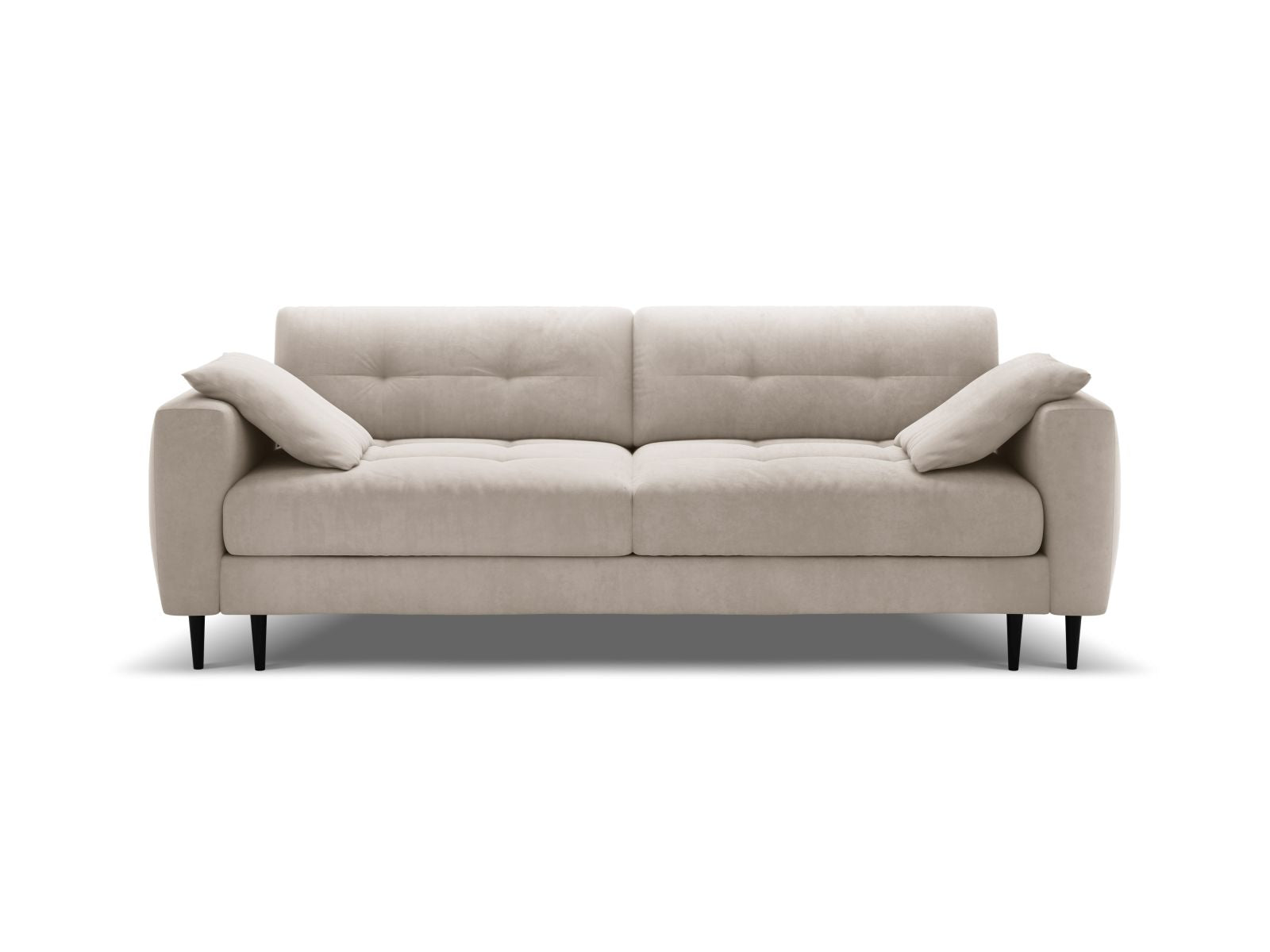 Divano Letto con Contenitore in Velluto, "Bemy", 3 Posti, 242x110x92 - Beige
