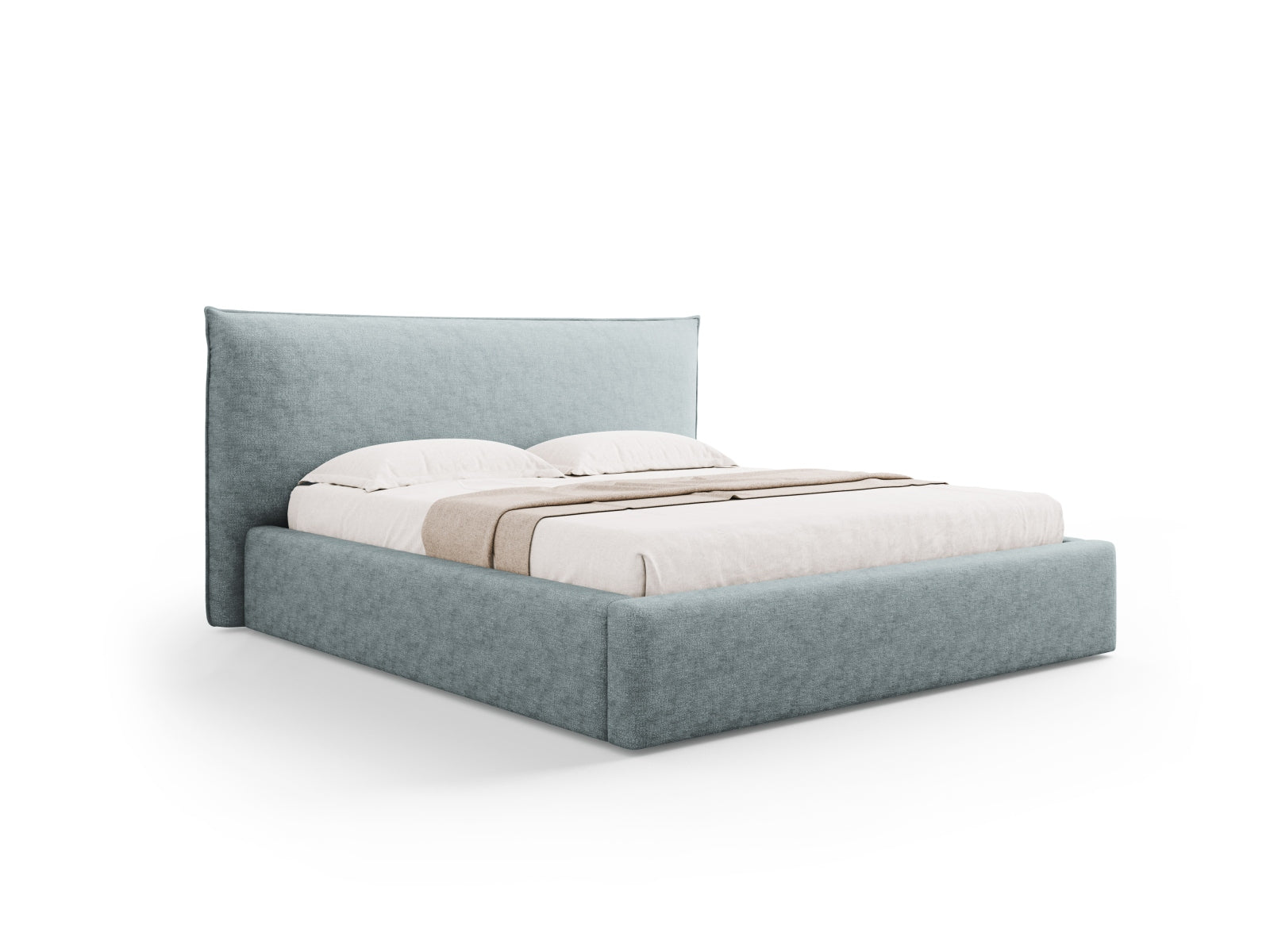 Letto con Contenitore e Testata, "Kaelle", 223x180x111 - Blu Chiaro