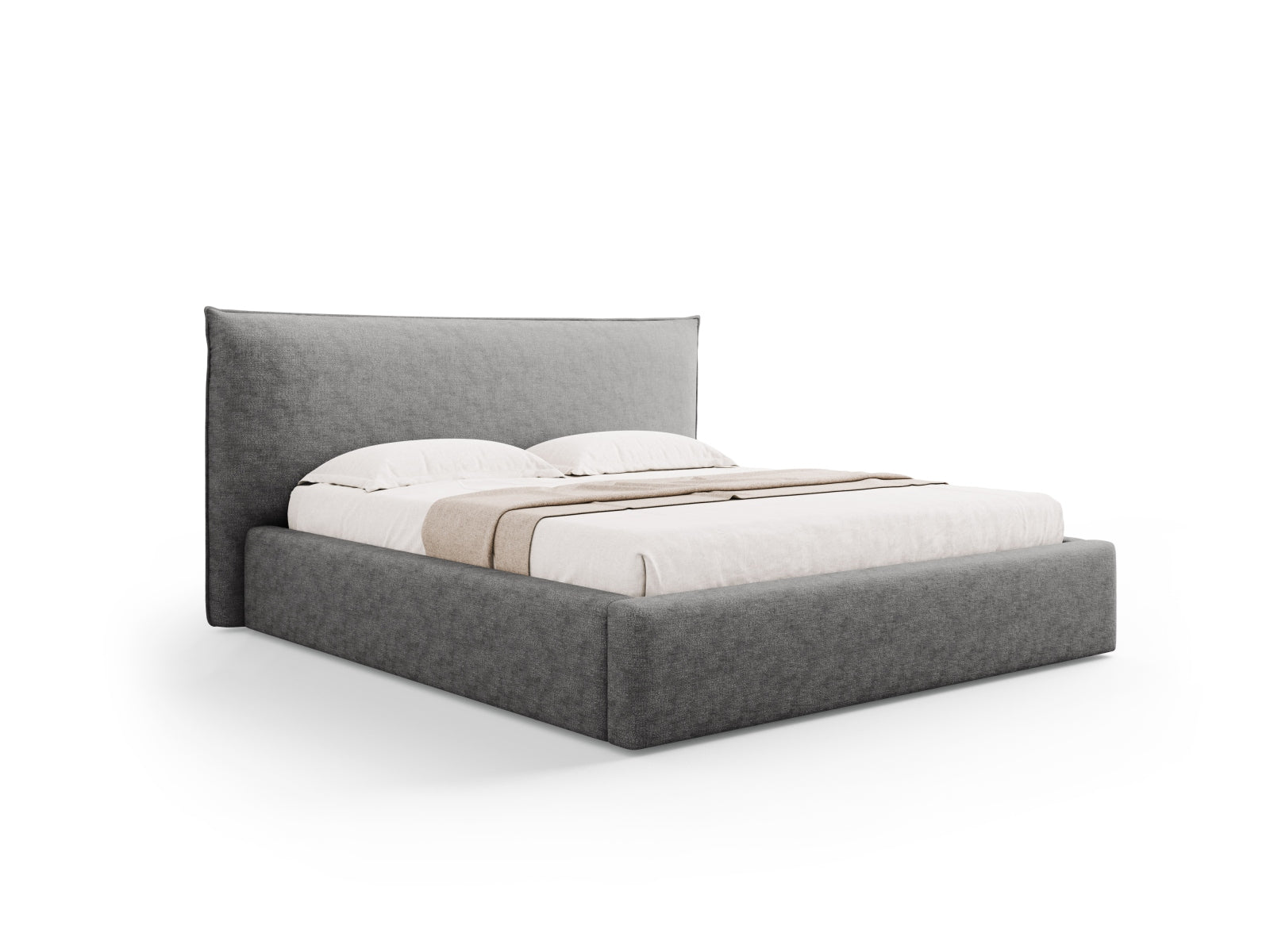 Letto con Contenitore e Testata, "Kaelle", 223x200x111 - Argento