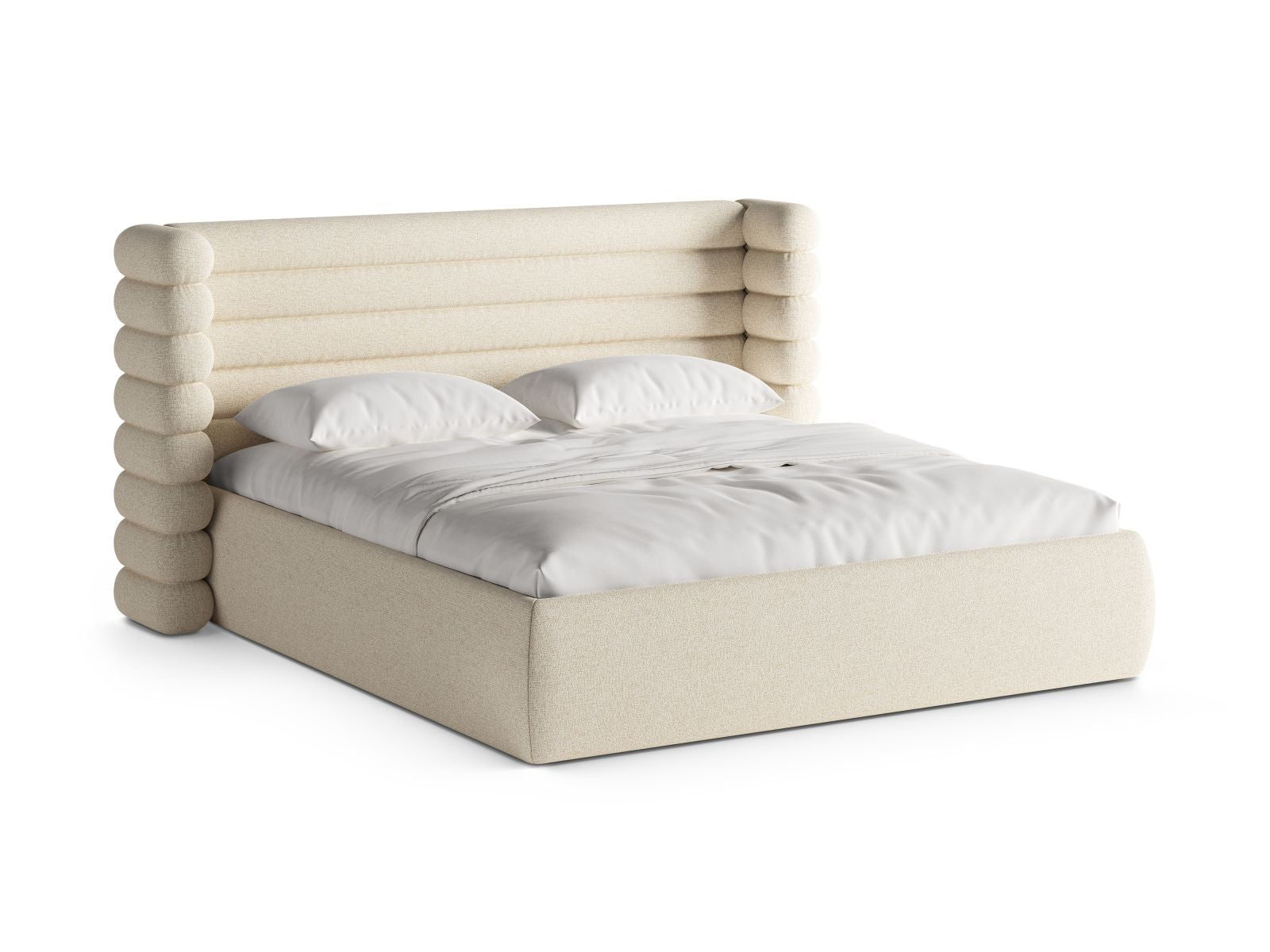 Letto con Contenitore e Testata, "Mount", 228x216x120 - Beige Chiaro Melange