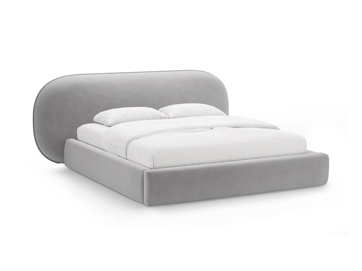 Letto Contenitore con Testata Ovalo - Grigio Chiaro 180x200