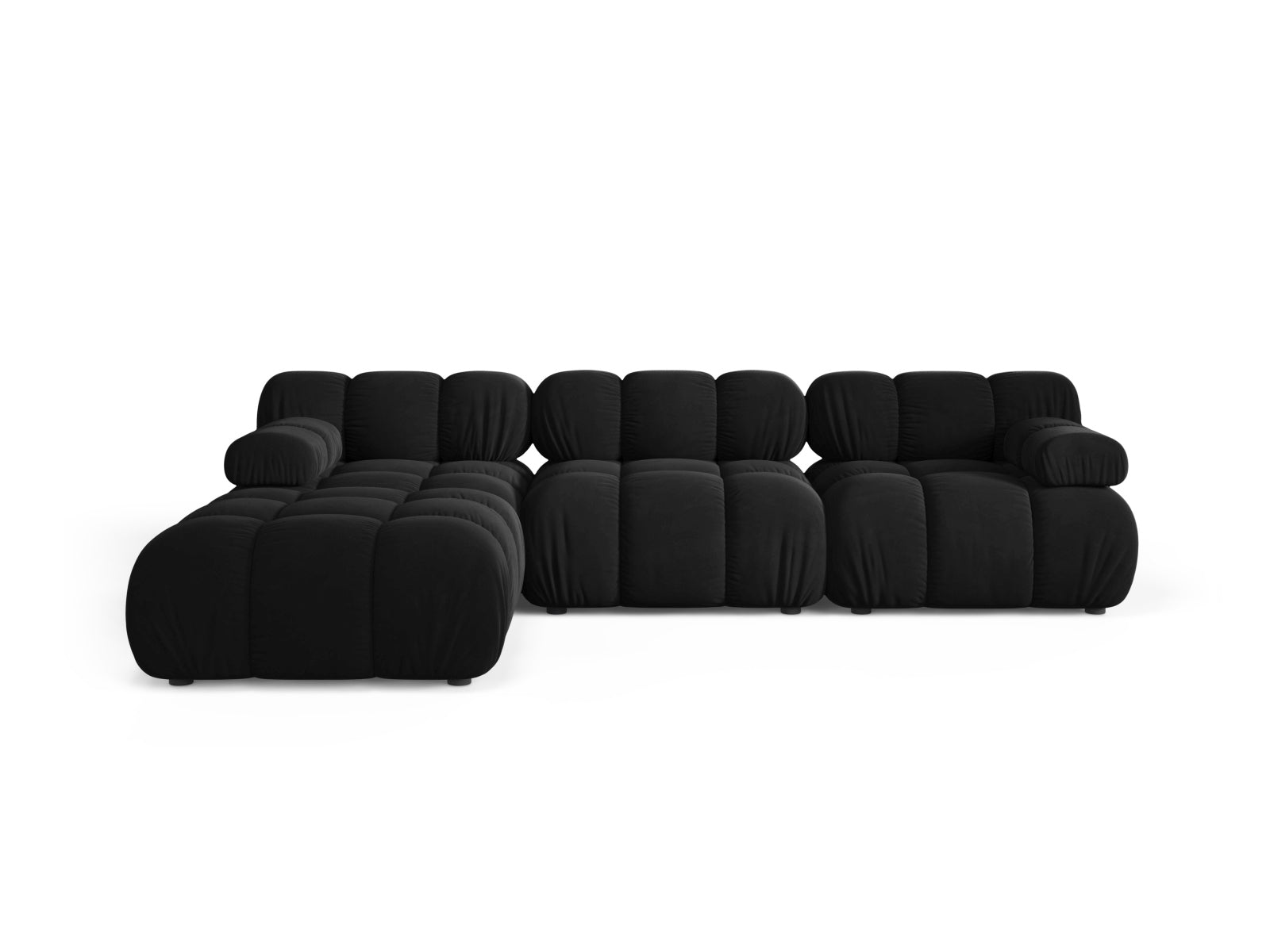 Divano Modulare in Velluto, "Bellis", 4 Posti, 282x188x70 - Nero