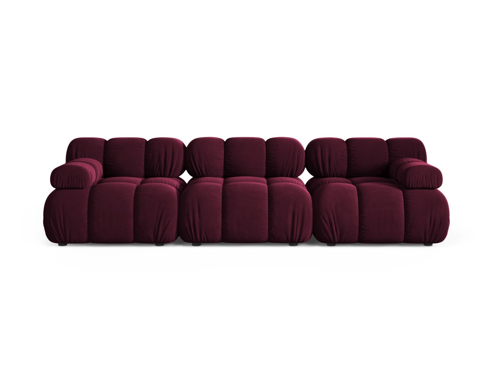 Divano Modulare in Velluto, "Bellis", 3 Posti, 282x94x70 - Borgogna