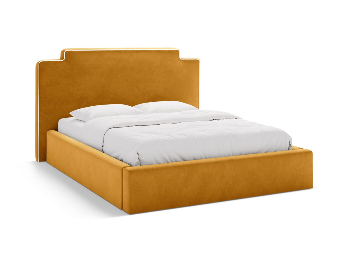 Letto Contenitore con Testata Princess - Avorio, Senape 160x200
