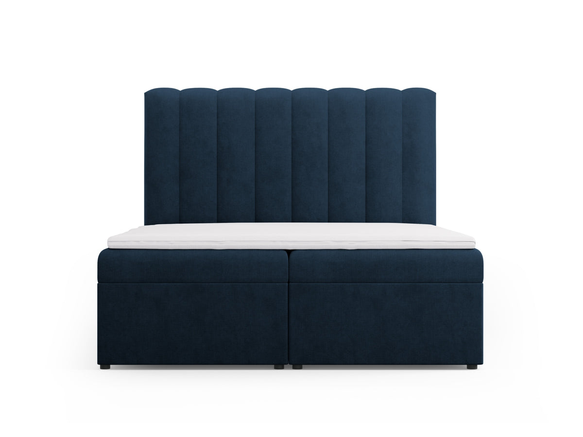 Letto Boxspring con Testata, Materasso e Topper Kelp - Blu Reale 160x200