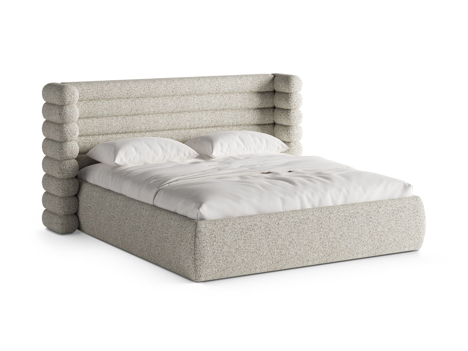Letto con Contenitore e Testata, "Mount", 228x196x120 - Beige Melange
