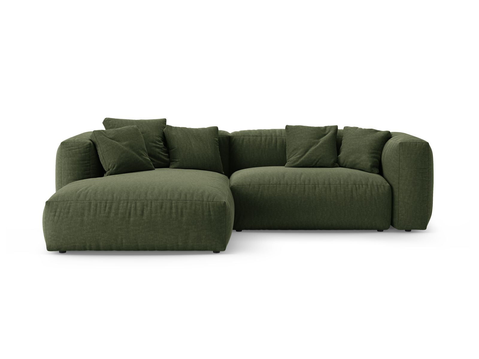 Divano Angolare Sinistro con Funzione Letto, "Martina", 4 Posti, 280x170x75 - Verde