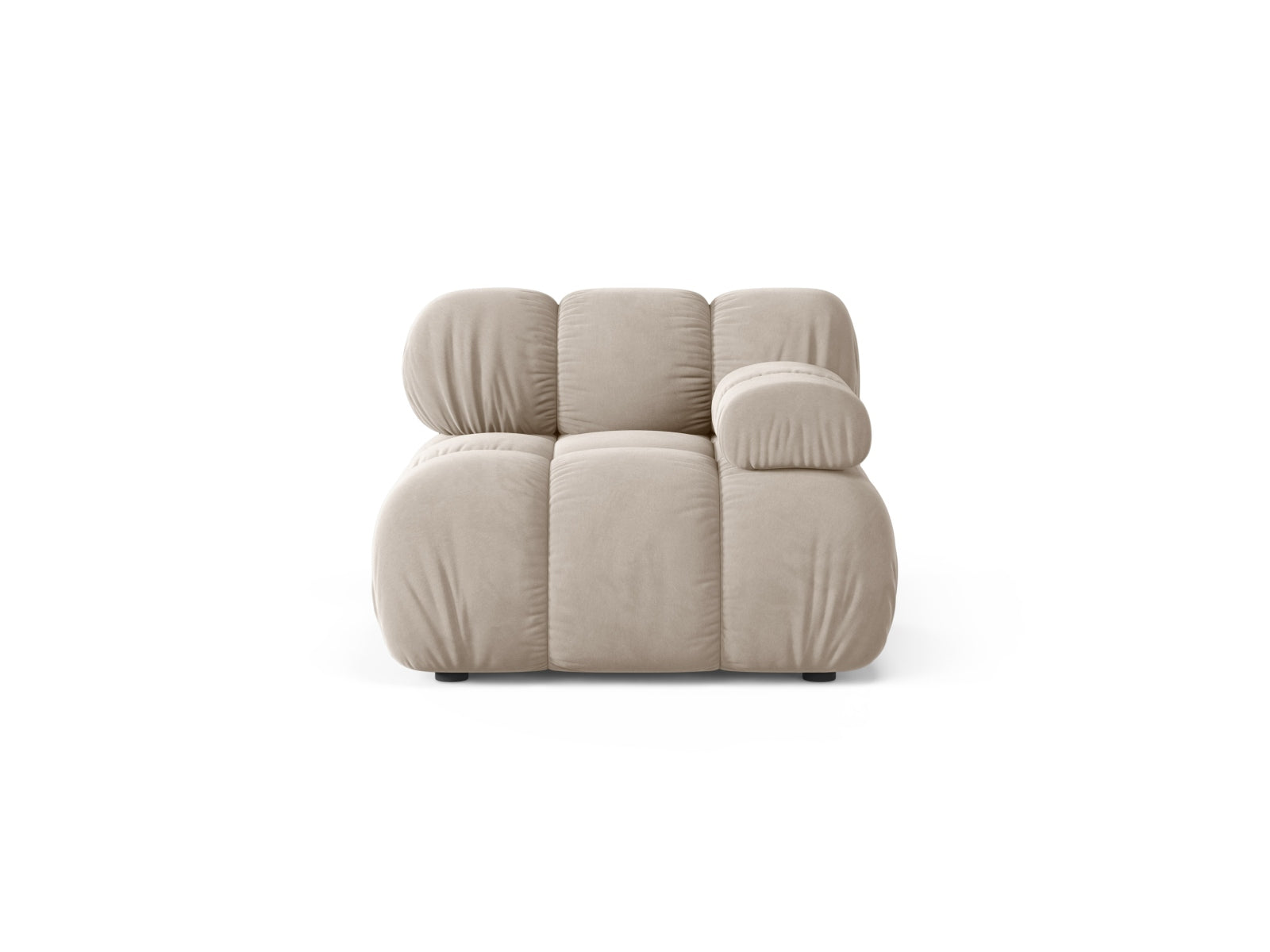Modulo Destro in Velluto, "Bellis", 1 Posto, 94x94x70 - Beige Scuro