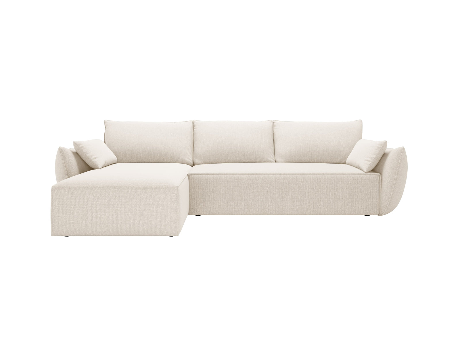 Divano Angolare Sinistro Letto con Contenitore, "Kaelle", 4 Posti, 252x165x87 - Beige Chiaro