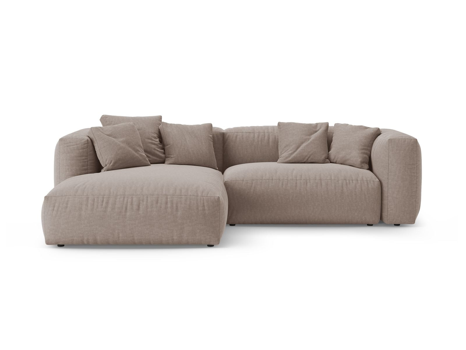 Divano Angolare Sinistro con Funzione Letto, "Martina", 4 Posti, 280x170x75 - Beige Scuro