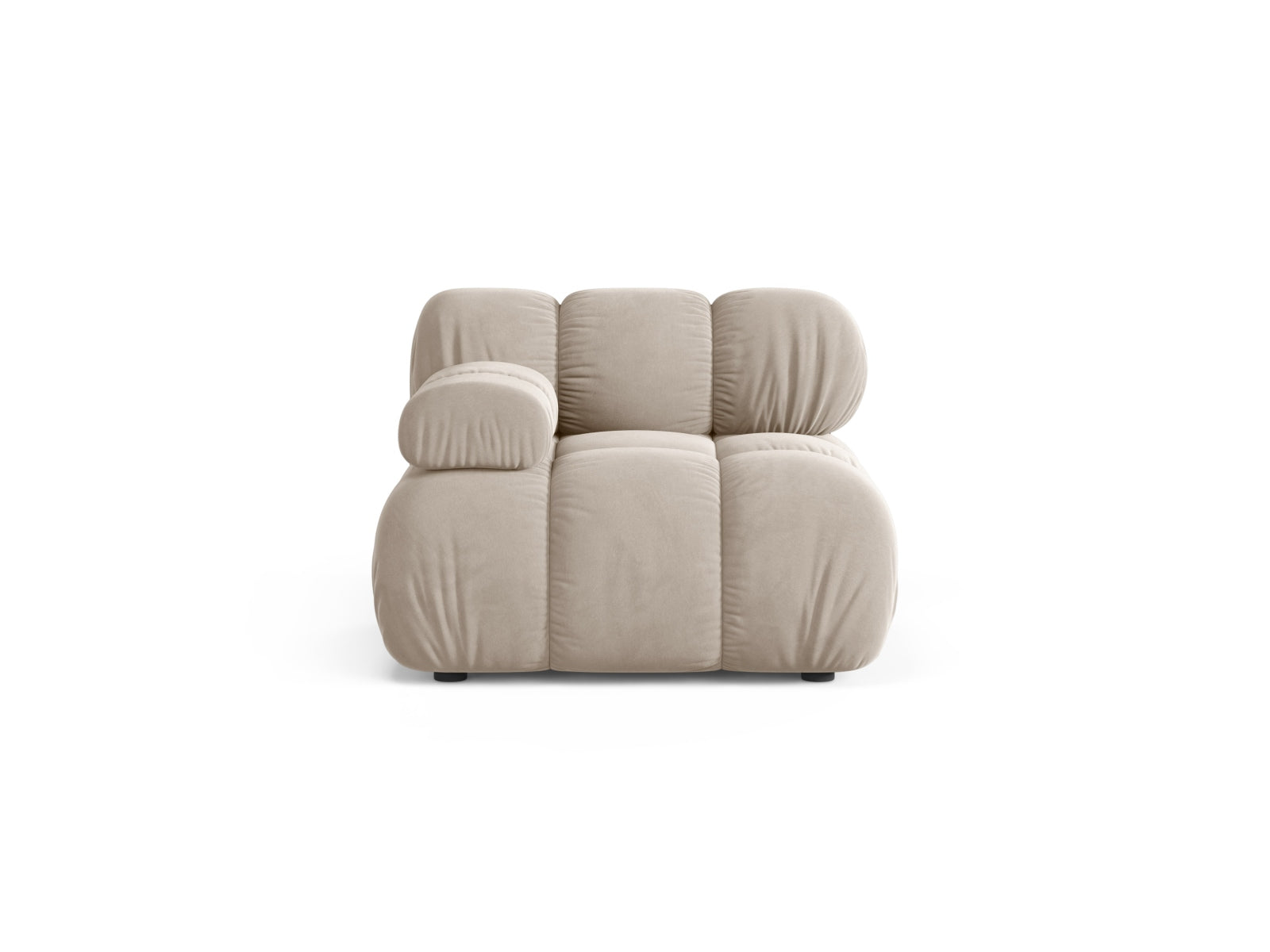 Modulo Sinistro in Velluto, "Bellis", 1 Posto, 94x94x70 - Beige Scuro