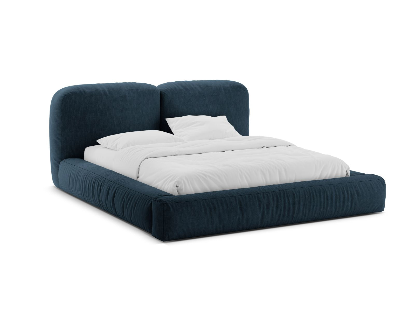 Letto con Contenitore e Testata, "Martina", 246x246x101 - Blu Jeans