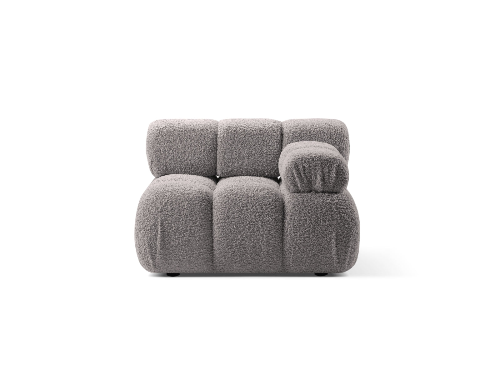 Modulo Destro in Bouclé, "Bellis", 1 Posto, 94x94x70 - Grigio Chiaro
