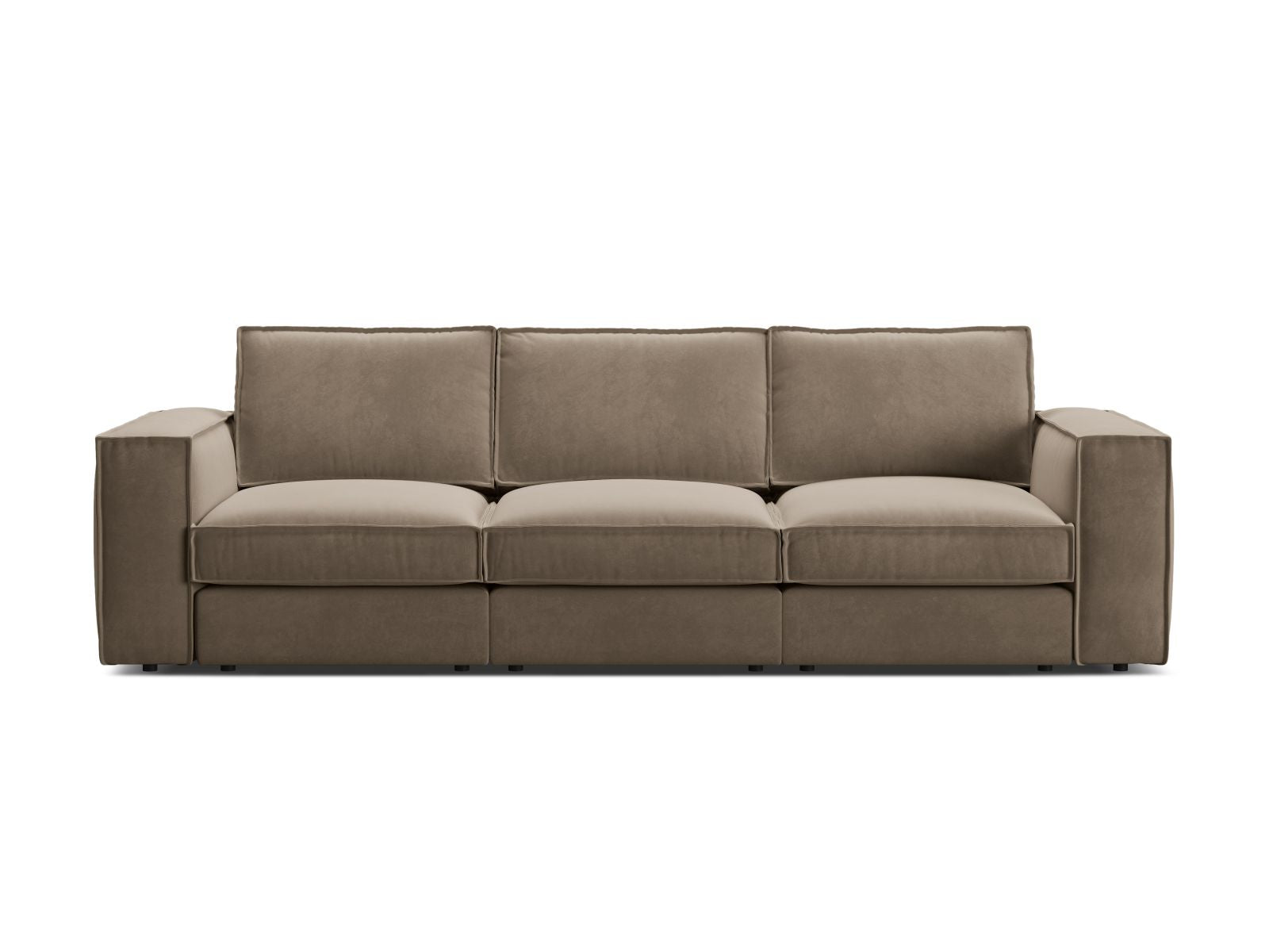 Divano Modulare in Velluto, "Pola", 4 Posti, 284x103x88 - Grigio Bruno