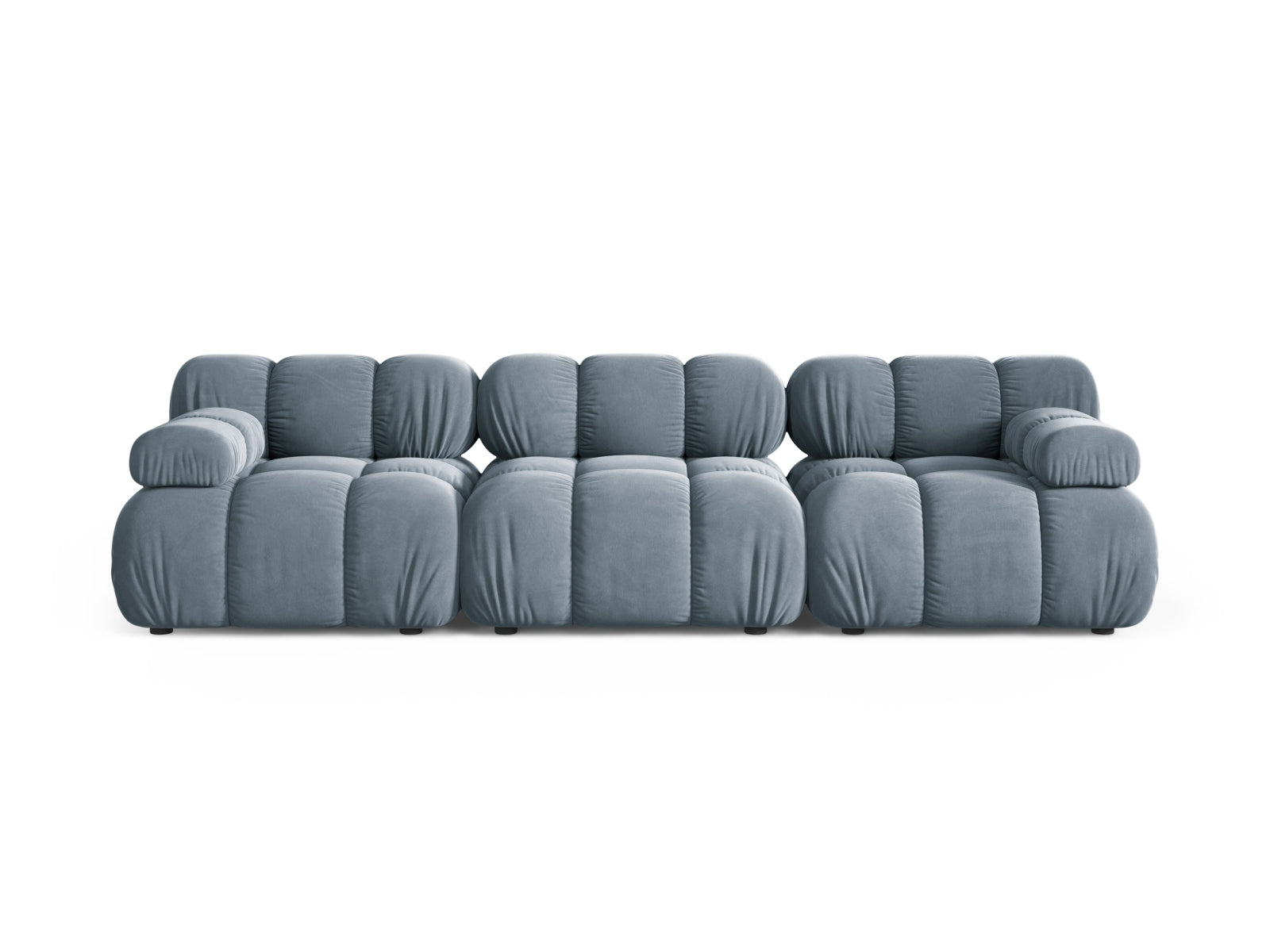 Divano Modulare in Velluto, "Bellis", 3 Posti, 282x94x70 - Blu Chiaro