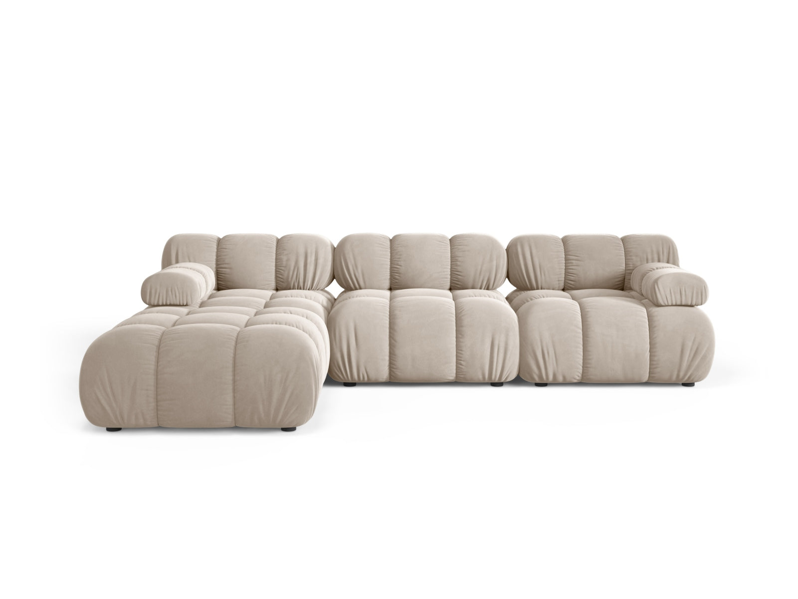 Divano Modulare in Velluto, "Bellis", 4 Posti, 282x188x70 - Beige Scuro