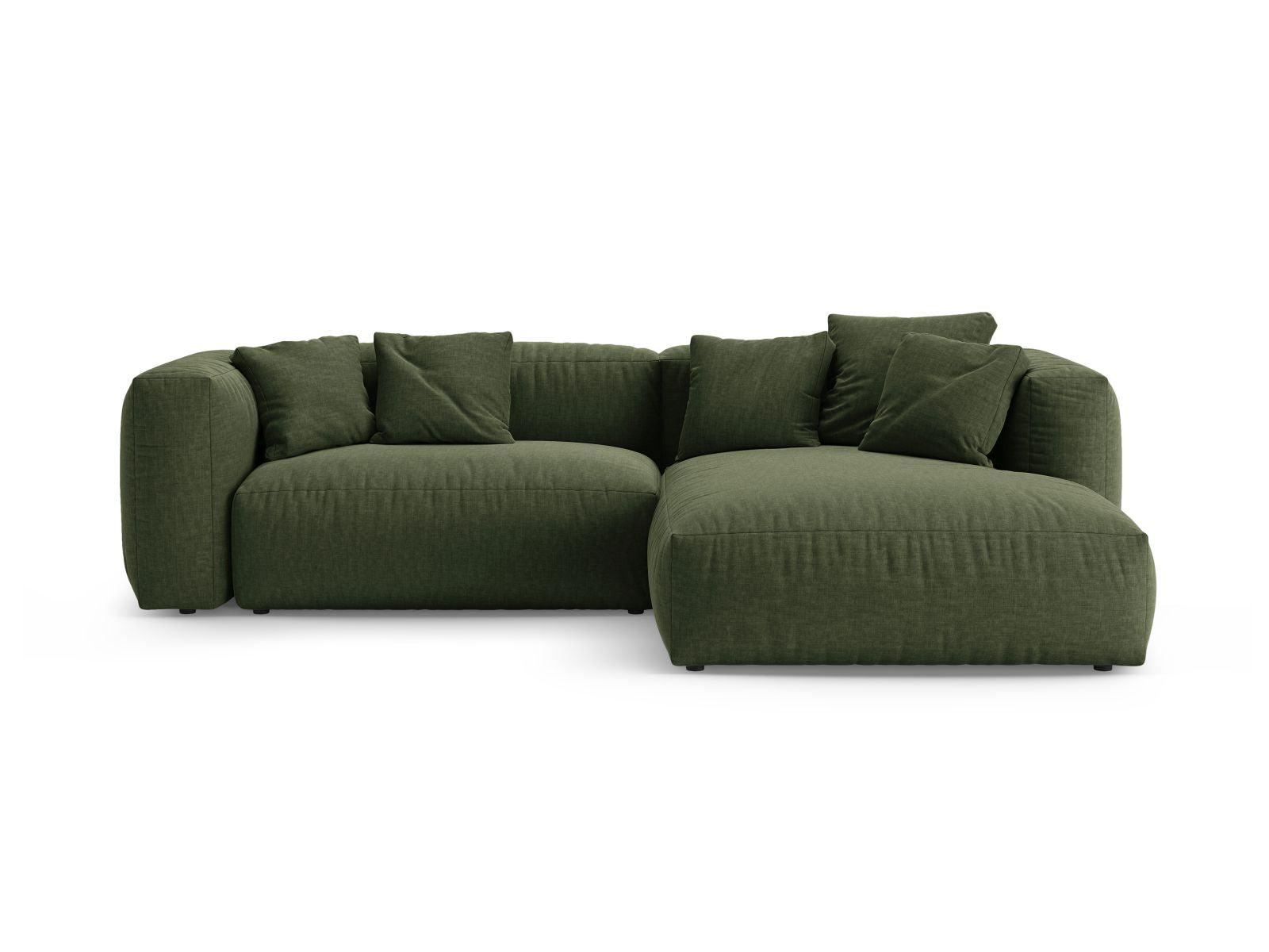 Divano Angolare Destro con Funzione Letto, "Martina", 4 Posti, 280x170x75 - Verde