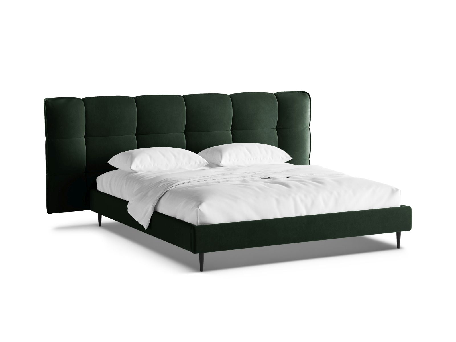 Letto con Contenitore e Testata in Velluto, "Eric", 220x250x114 - Verde Bottiglia
