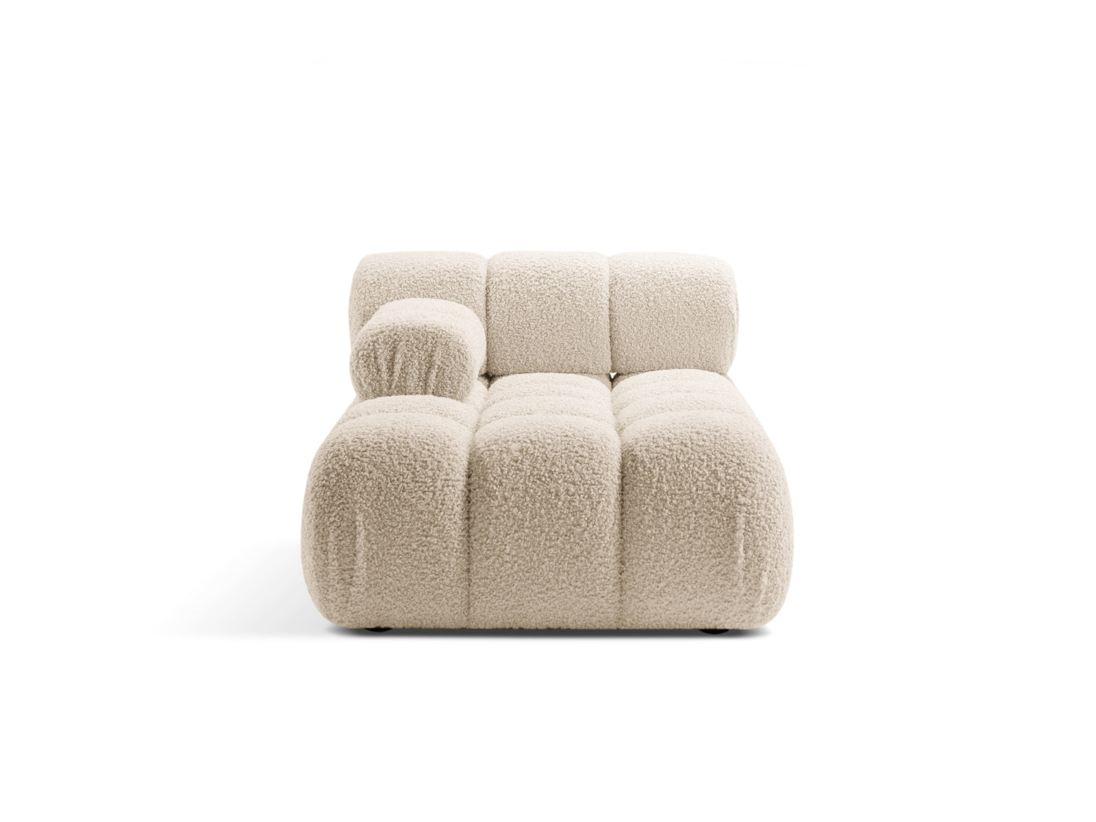 Chaise Longue Sinistra in Bouclé, "Bellis", 1 Posto, 155x94x70 - Beige Chiaro