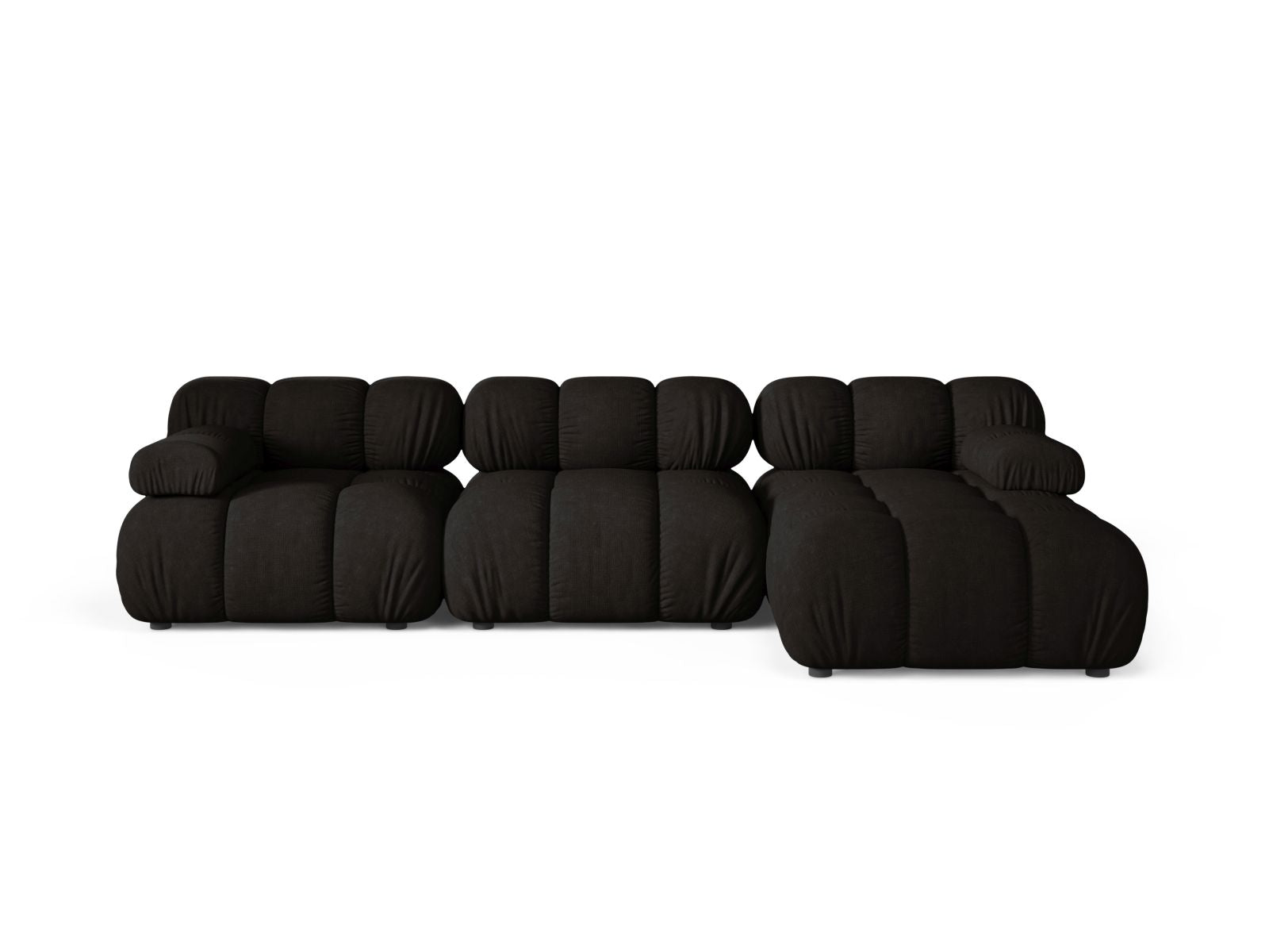Divano Angolare Modulare Destro, "Bellis", 4 Posti, 282x155x70 - Nero