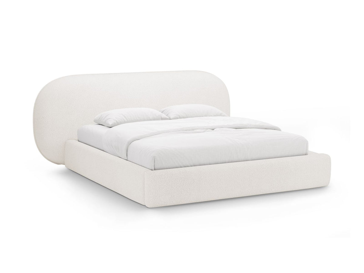 Letto Contenitore con Testata Ovalo - Bianco 200x200