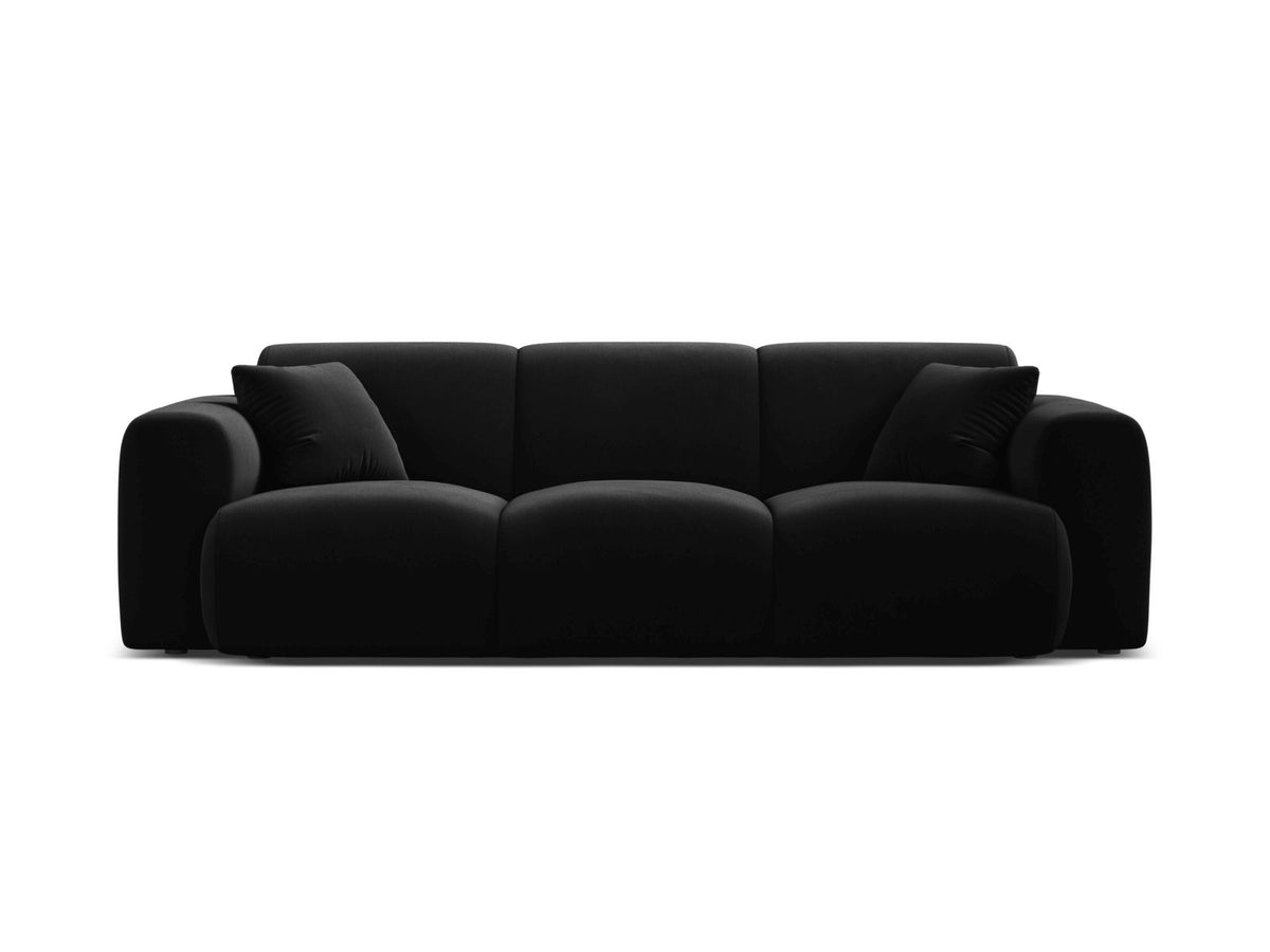 Divano in Velluto, "Molino", 3 Posti, 235x100x72 - Nero