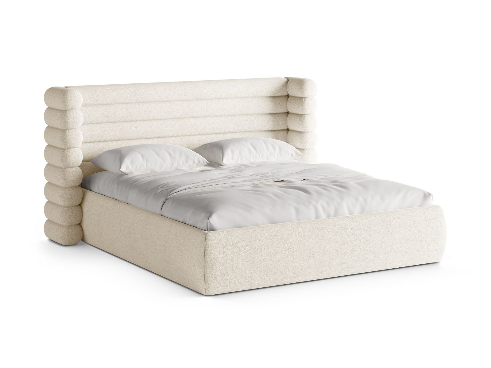 Letto con Contenitore e Testata, "Mount", 228x256x120 - Avorio