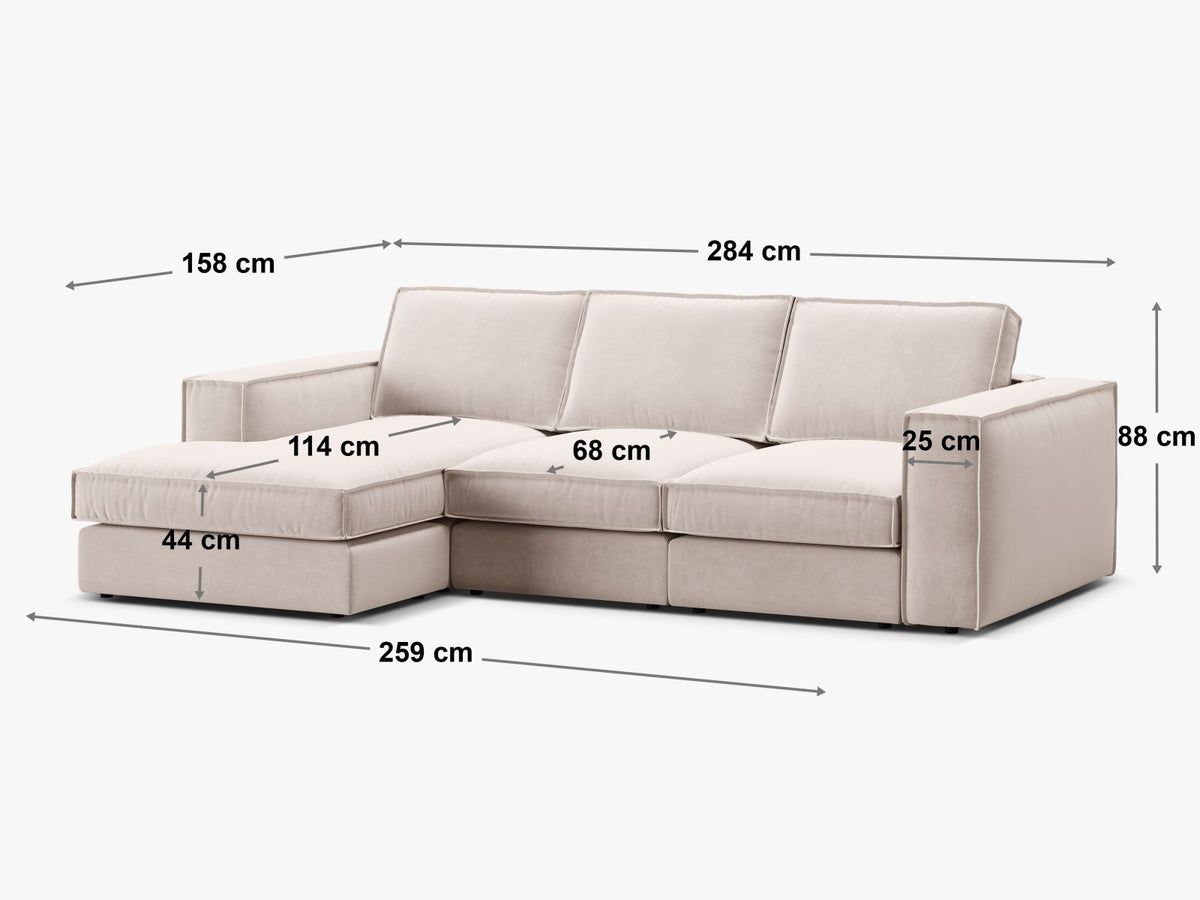 Divano Angolare Componibile Pola, 3 Posti, 158x284x88