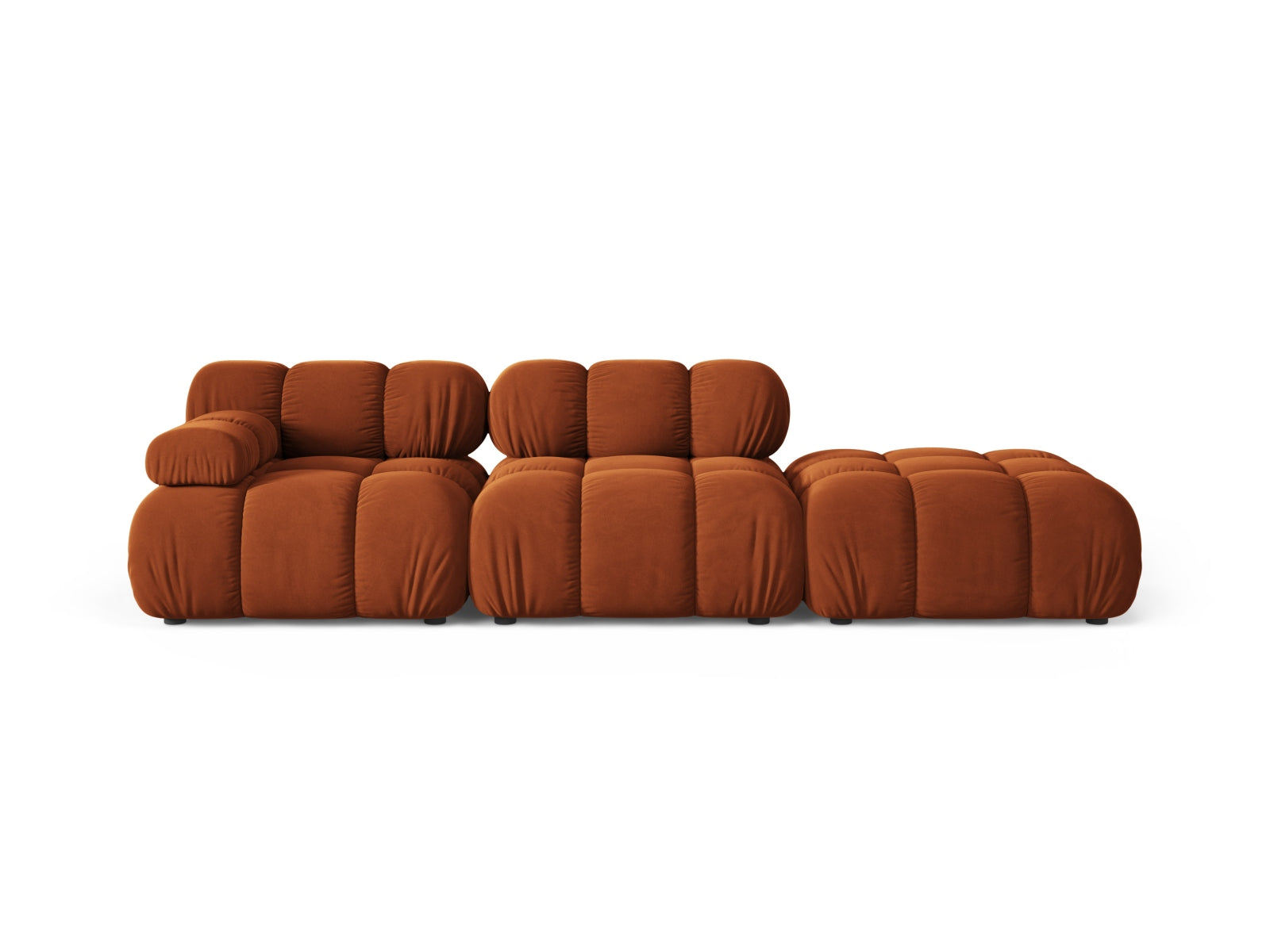 Divano Modulare Destro in Velluto, "Bellis", 4 Posti, 282x94x70 - Terracotta