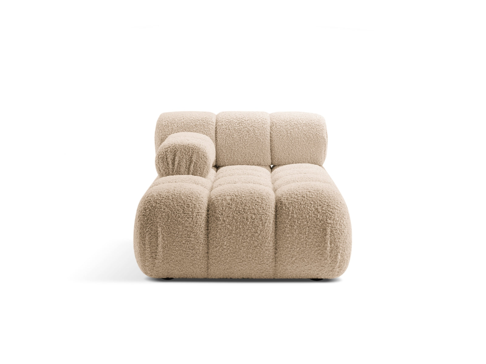 Chaise Longue Sinistra in Bouclé, "Bellis", 1 Posto, 155x94x70 - Sabbia