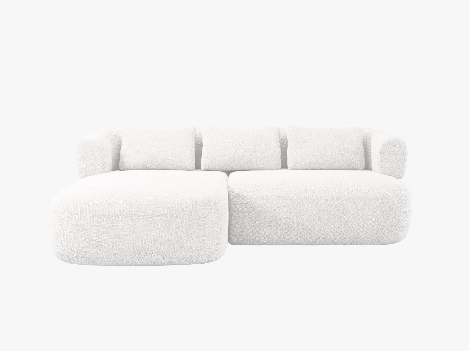 Divano Angolare Sinistro in Bouclé, "Jenny", 5 Posti, 200x145x73 - Avorio